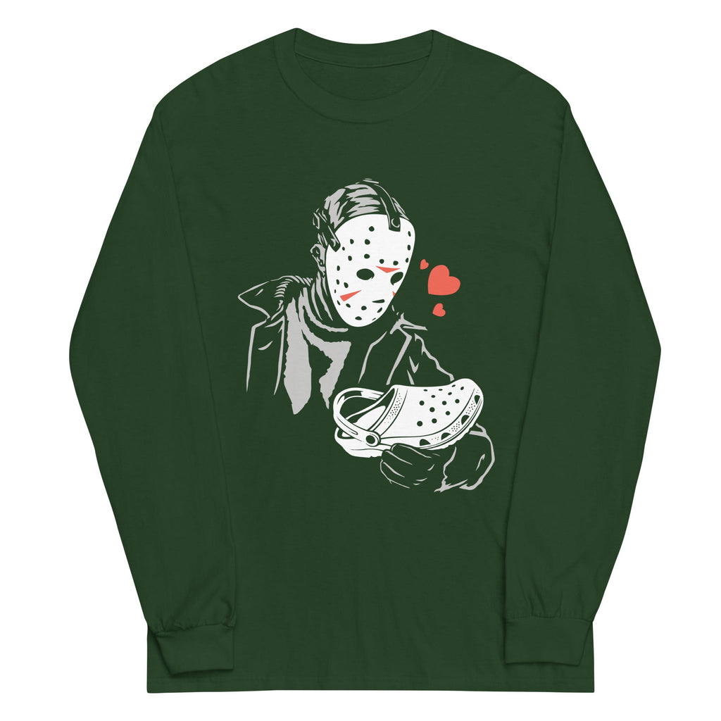 Jason Loves Crocs Unisex Long Sleeve Tee Hoodie, Sweatshirt | PureTeeCo.com (Image 3)