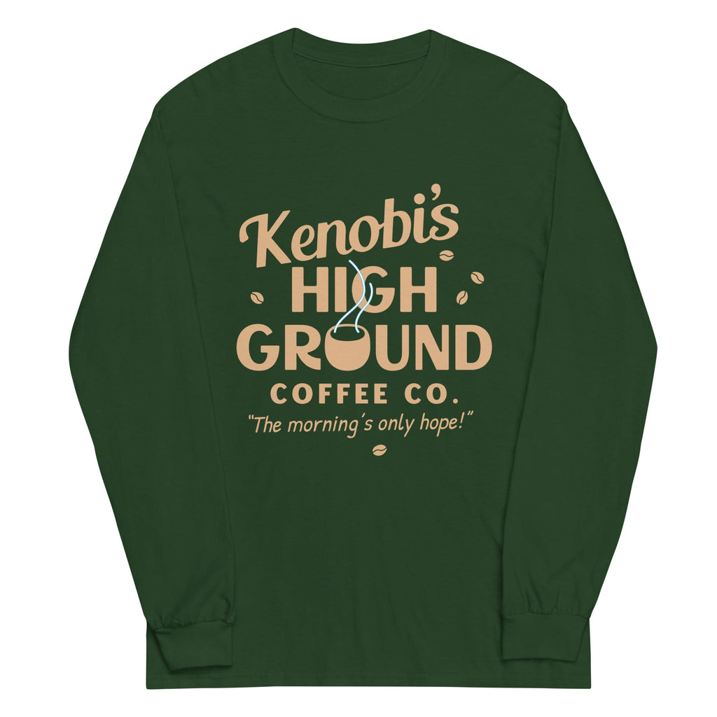Kenobi's High Ground Coffee Co Unisex Long Sleeve Tee Hoodie, Sweatshirt | PureTeeCo.com (Image 4)