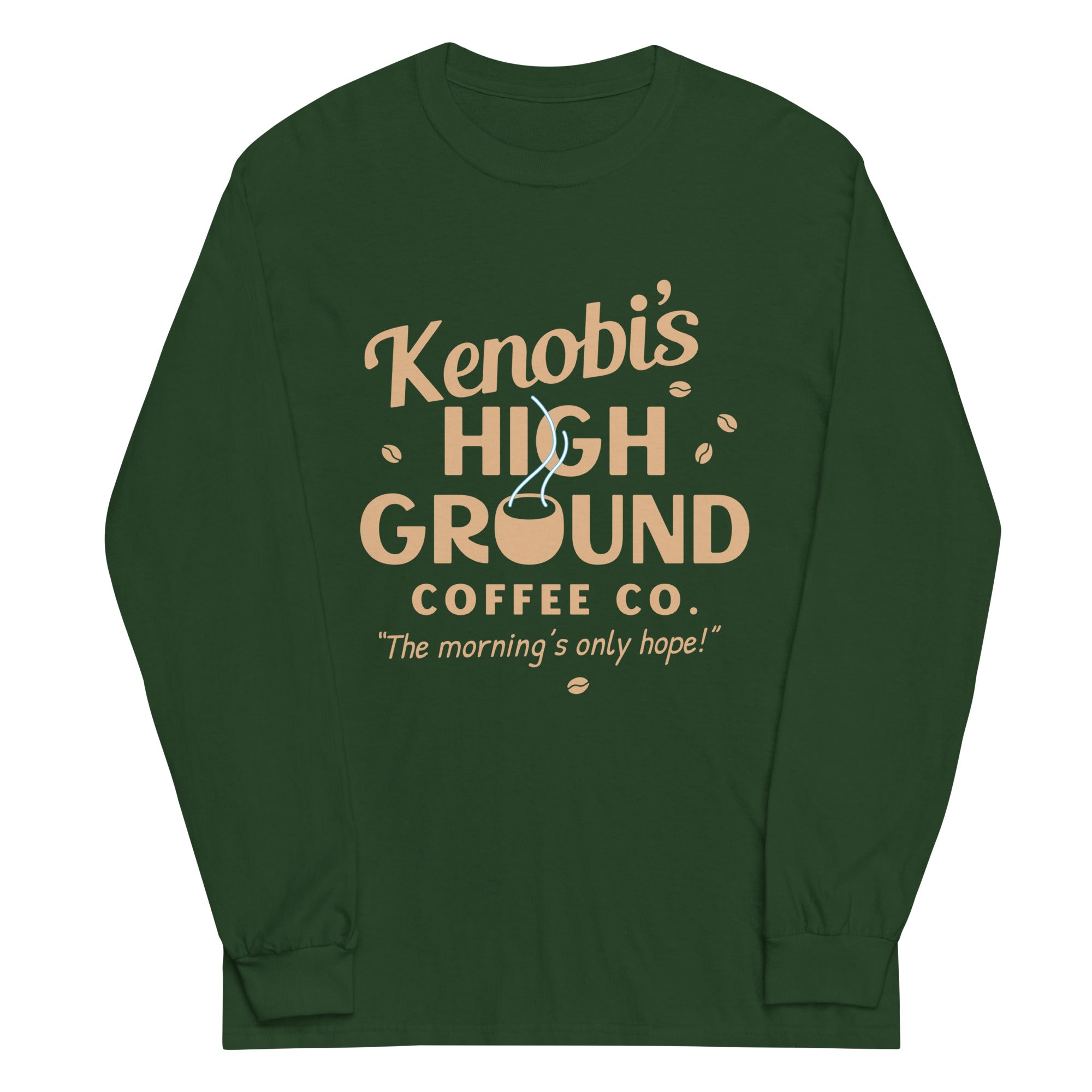 Kenobi's High Ground Coffee Co Unisex Long Sleeve Tee Hoodie, Sweatshirt | PureTeeCo.com (Image 4)