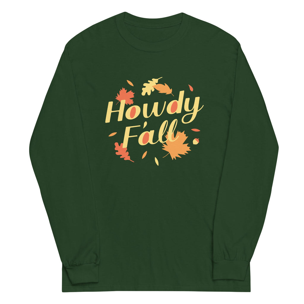 Howdy F'all Unisex Long Sleeve Tee Hoodie, Sweatshirt | PureTeeCo.com (Image 4)
