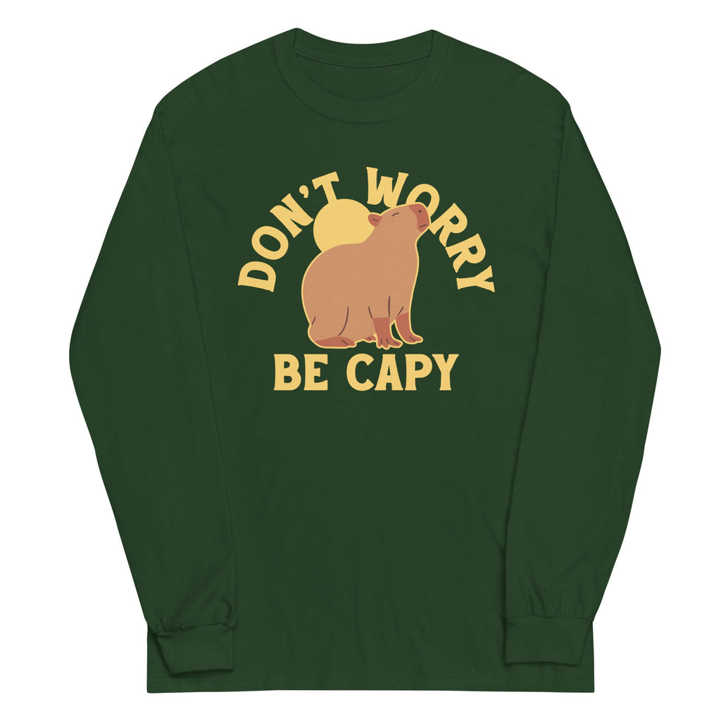 Don't Worry Be Capy Unisex Long Sleeve Tee Hoodie, Sweatshirt | PureTeeCo.com (Image 5)