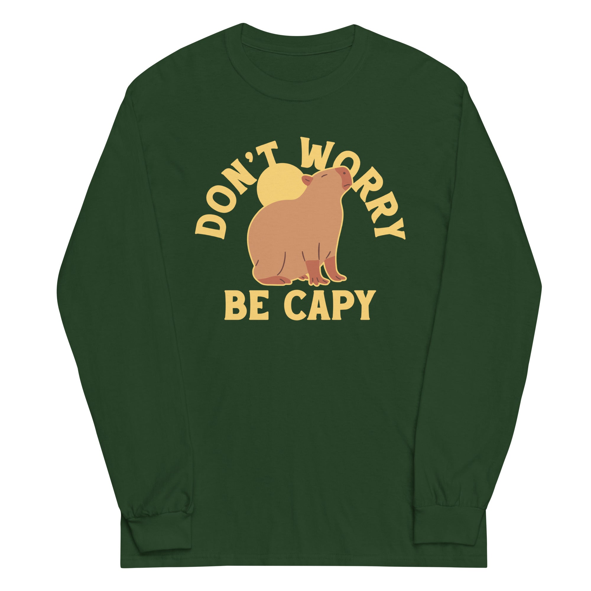 Don't Worry Be Capy Unisex Long Sleeve Tee Hoodie, Sweatshirt | PureTeeCo.com (Image 5)