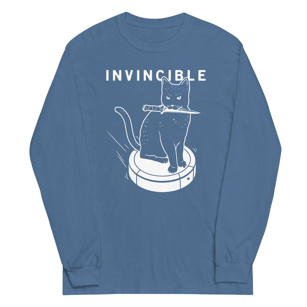 Invincible Cat Unisex Long Sleeve Tee Hoodie, Sweatshirt | PureTeeCo.com (Image 5)