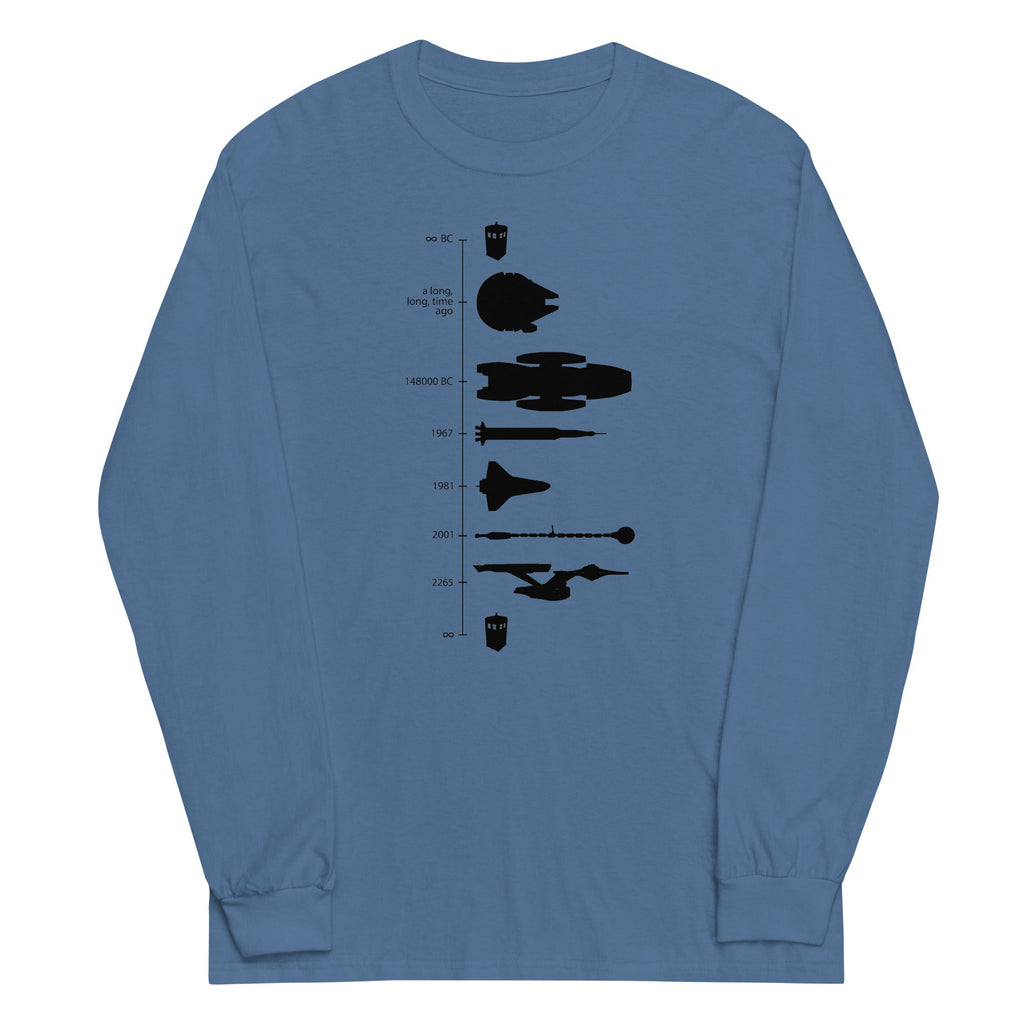 Space Ship Timeline Unisex Long Sleeve Tee Hoodie, Sweatshirt | PureTeeCo.com (Image 2)