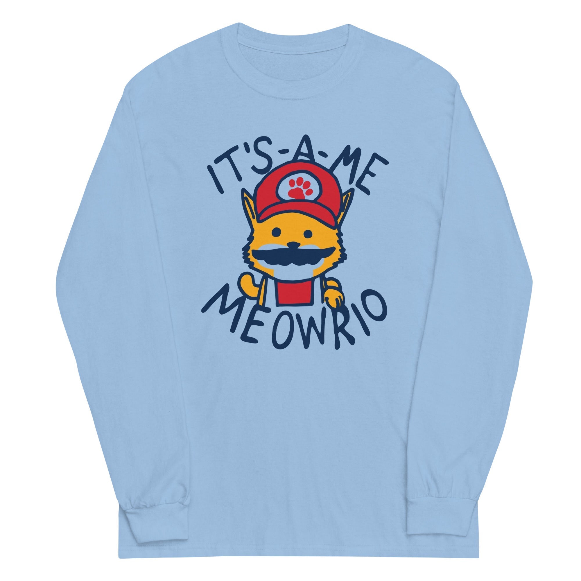 It's-a-me Meowrio Unisex Long Sleeve Tee Hoodie, Sweatshirt | PureTeeCo.com (Image 4)