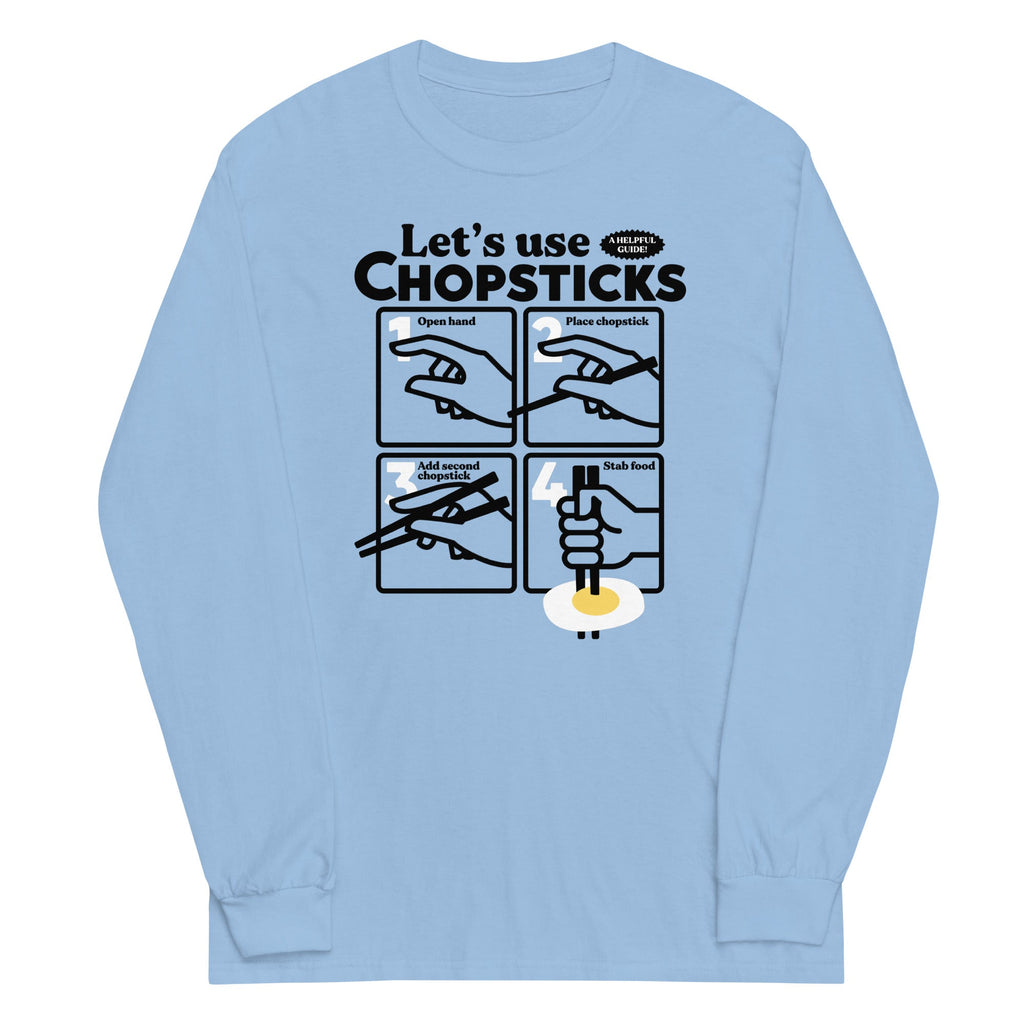 Let's Use Chopsticks Unisex Long Sleeve Tee Hoodie, Sweatshirt | PureTeeCo.com (Image 2)