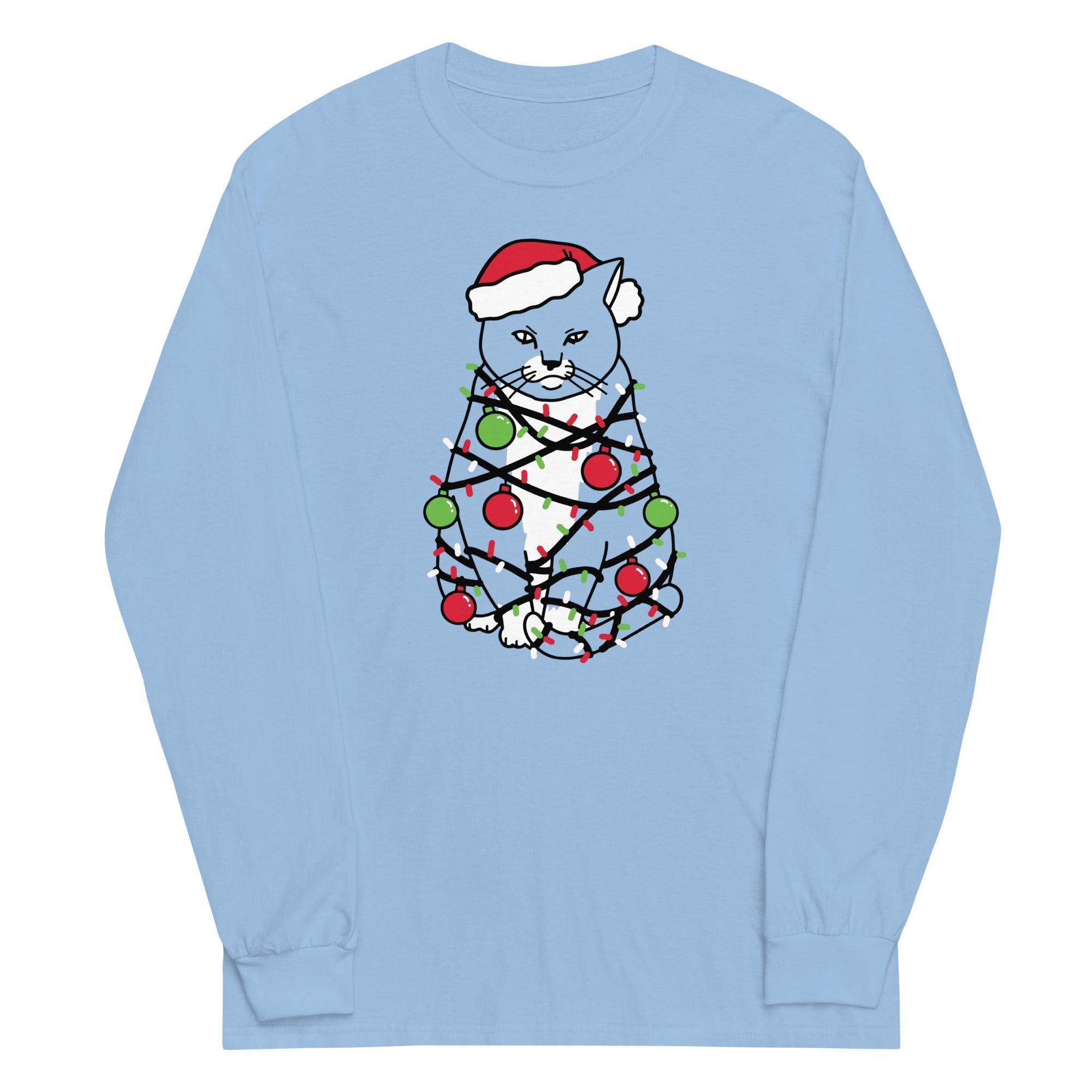 Meowy Christmas Unisex Long Sleeve Tee Hoodie, Sweatshirt | PureTeeCo.com (Image 2)
