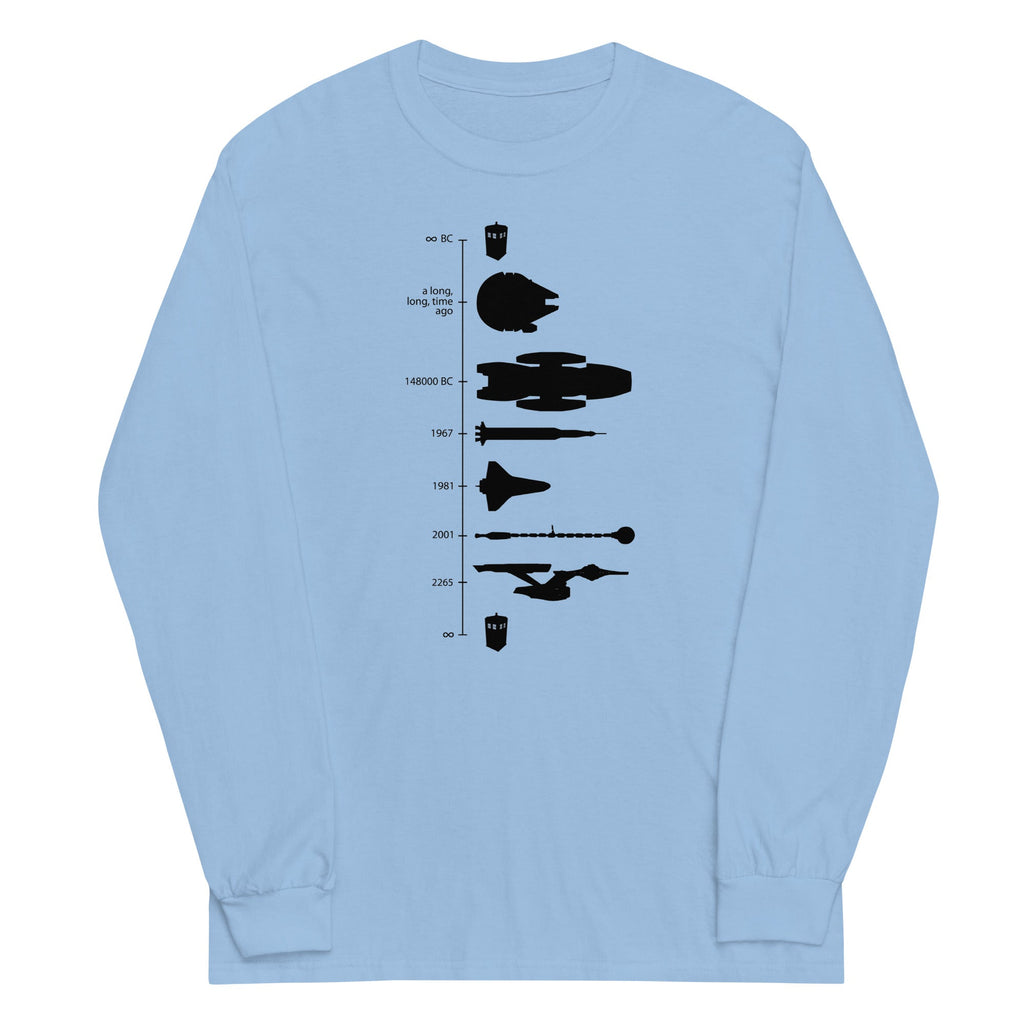 Space Ship Timeline Unisex Long Sleeve Tee Hoodie, Sweatshirt | PureTeeCo.com (Image 3)