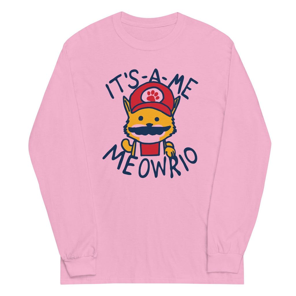 It's-a-me Meowrio Unisex Long Sleeve Tee Hoodie, Sweatshirt | PureTeeCo.com (Image 5)