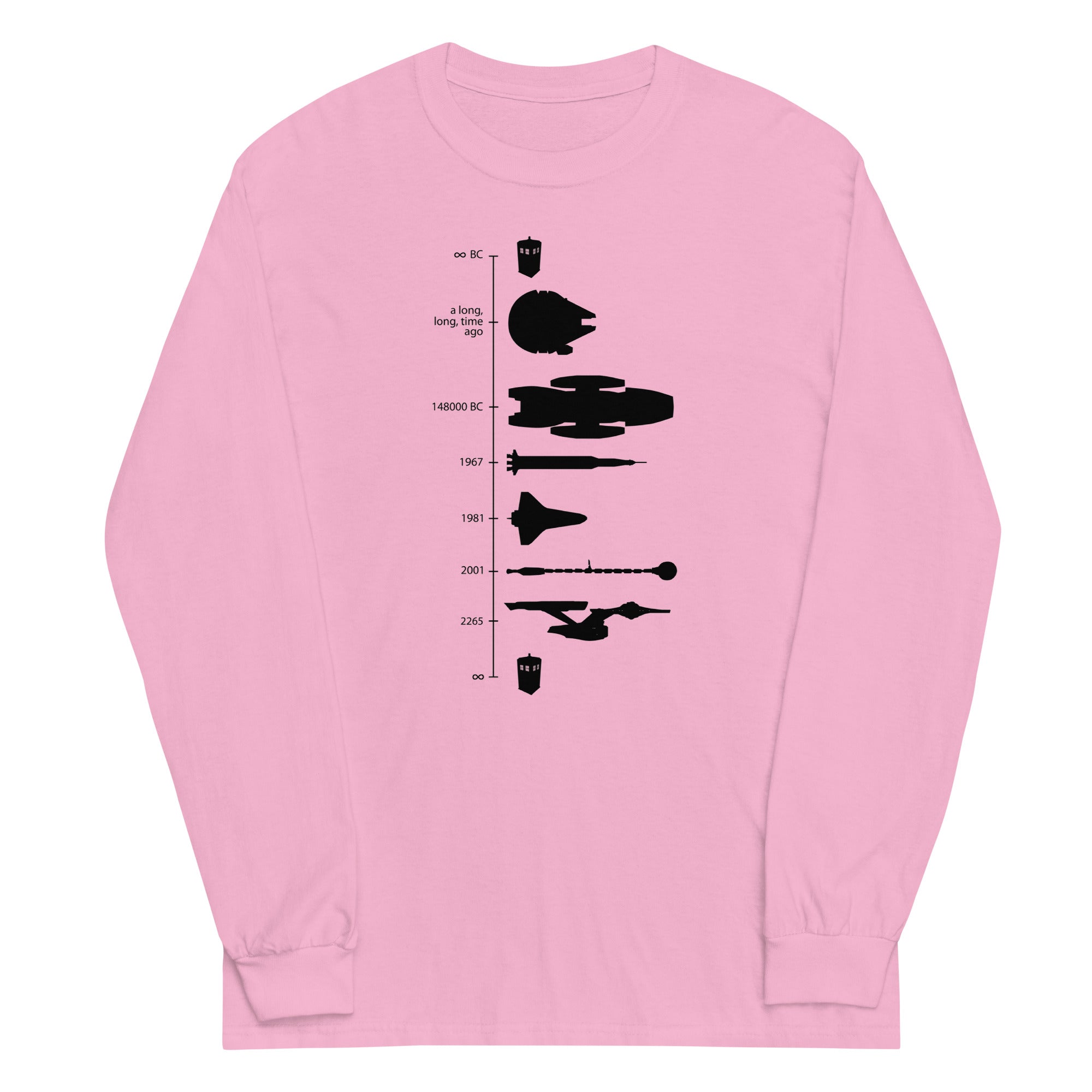 Space Ship Timeline Unisex Long Sleeve Tee Hoodie, Sweatshirt | PureTeeCo.com (Image 5)