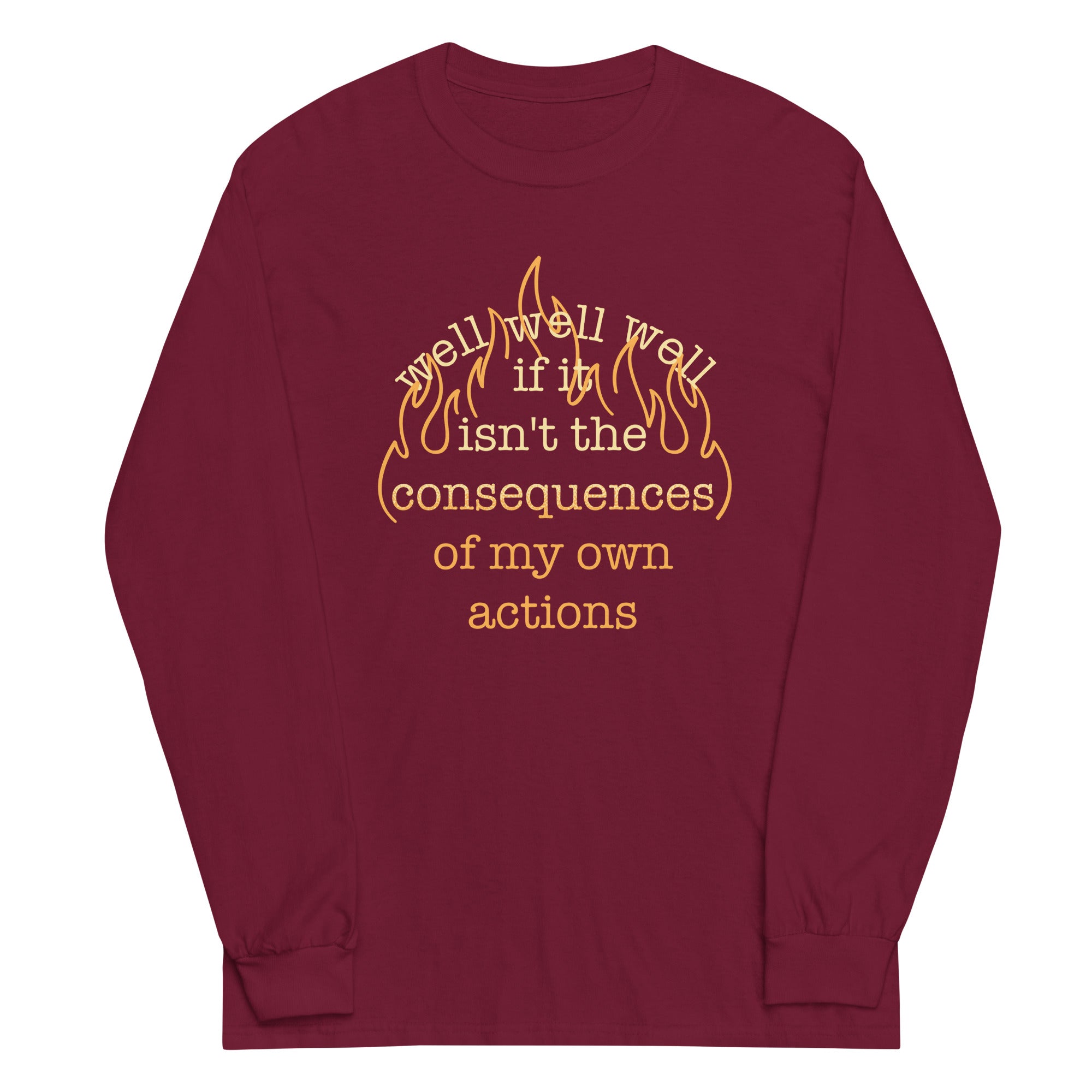 The Consequences Of My Own Actions Unisex Long Sleeve Tee Hoodie, Sweatshirt | PureTeeCo.com (Image 4)