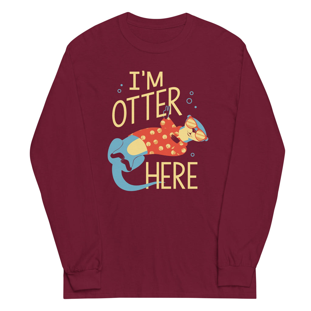 I'm Otter Here Unisex Long Sleeve Tee Hoodie, Sweatshirt | PureTeeCo.com (Image 4)