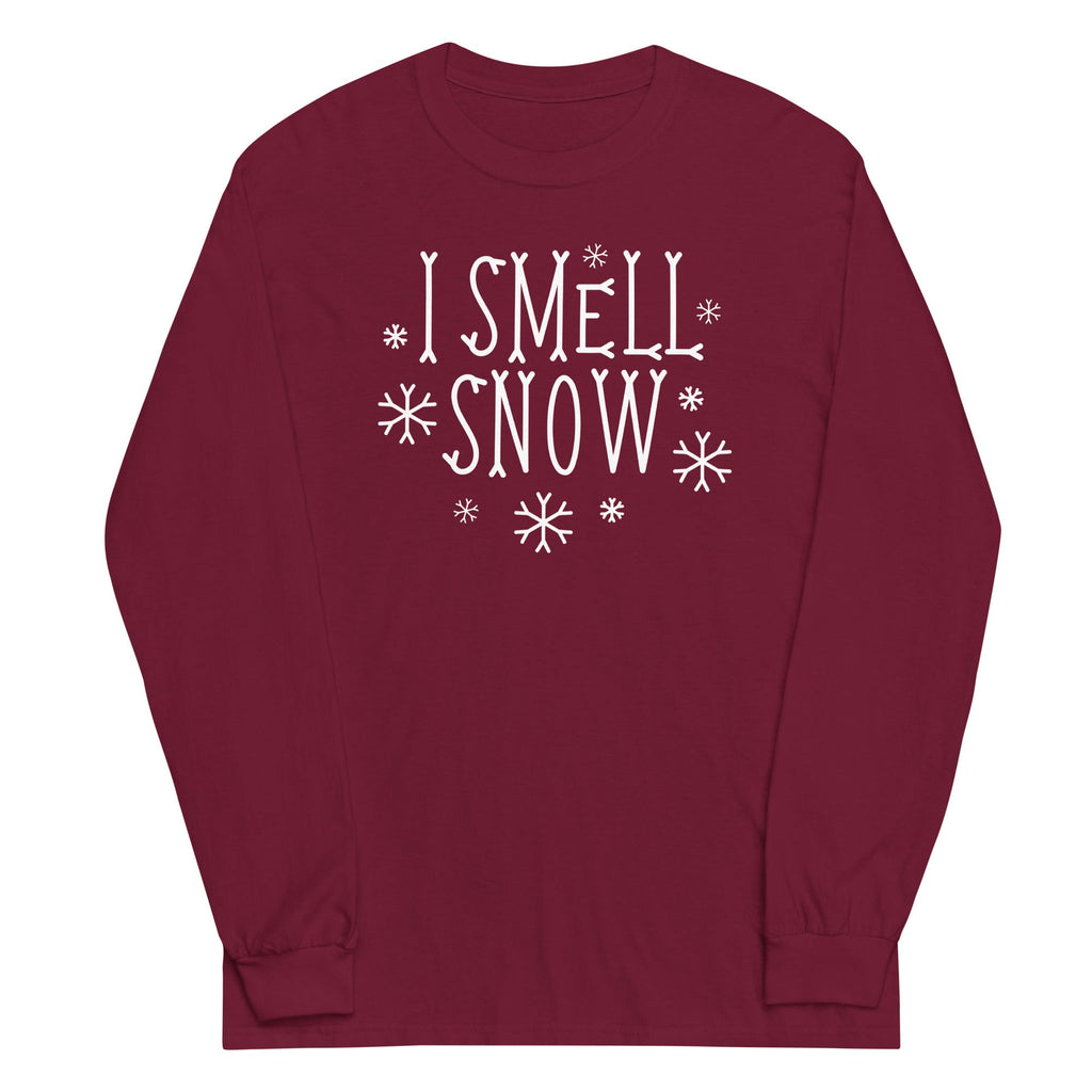 I Smell Snow Unisex Long Sleeve Tee Hoodie, Sweatshirt | PureTeeCo.com (Image 3)