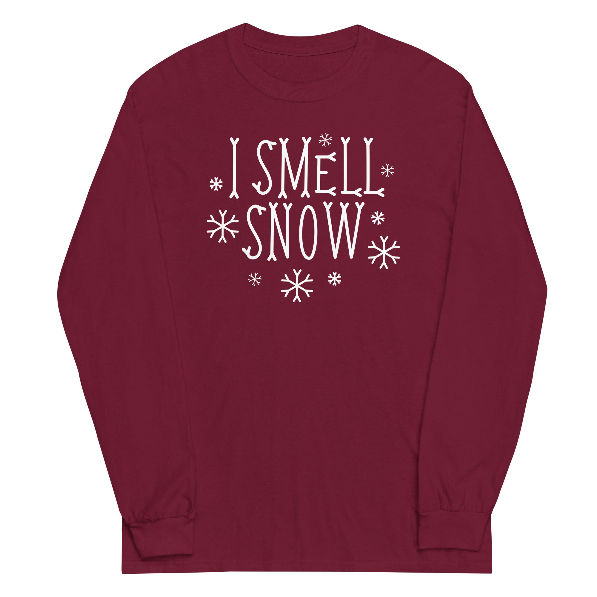 I Smell Snow Unisex Long Sleeve Tee Hoodie, Sweatshirt | PureTeeCo.com (Image 3)
