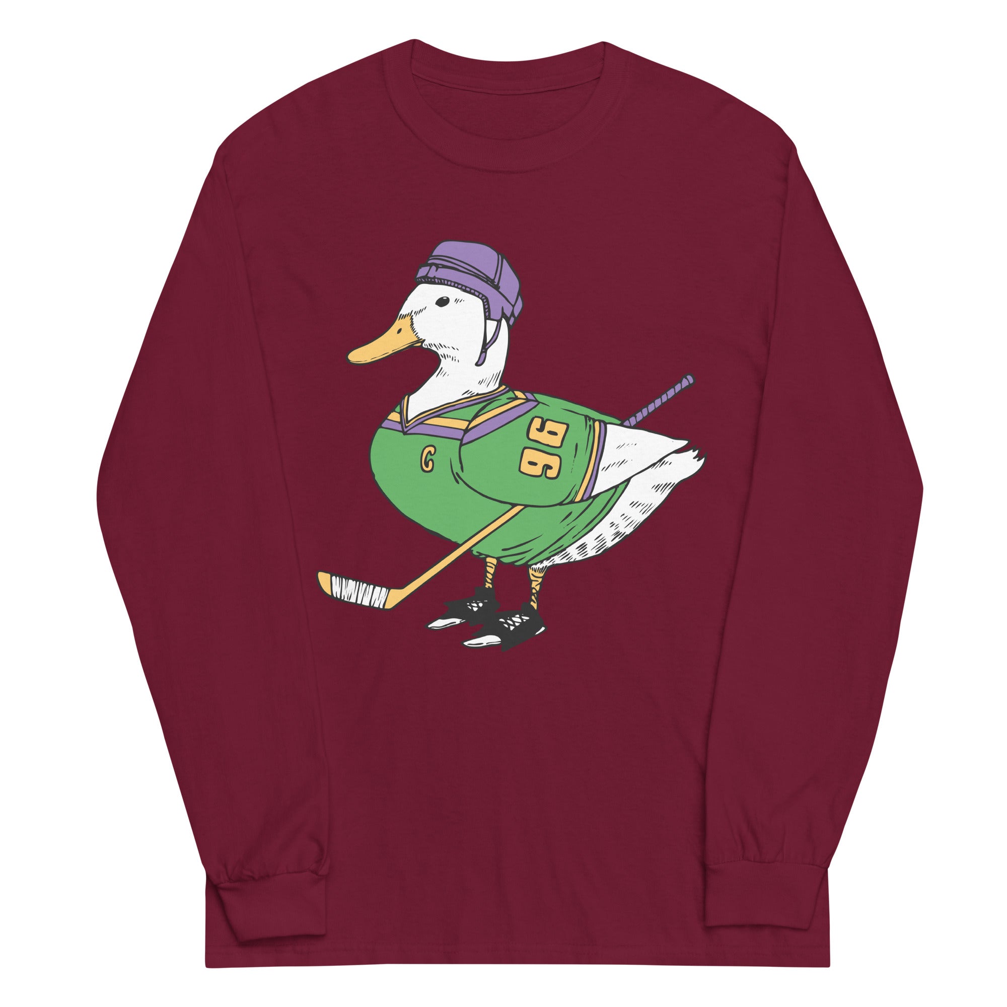 Mighty Duck Unisex Long Sleeve Tee Hoodie, Sweatshirt | PureTeeCo.com (Image 1)