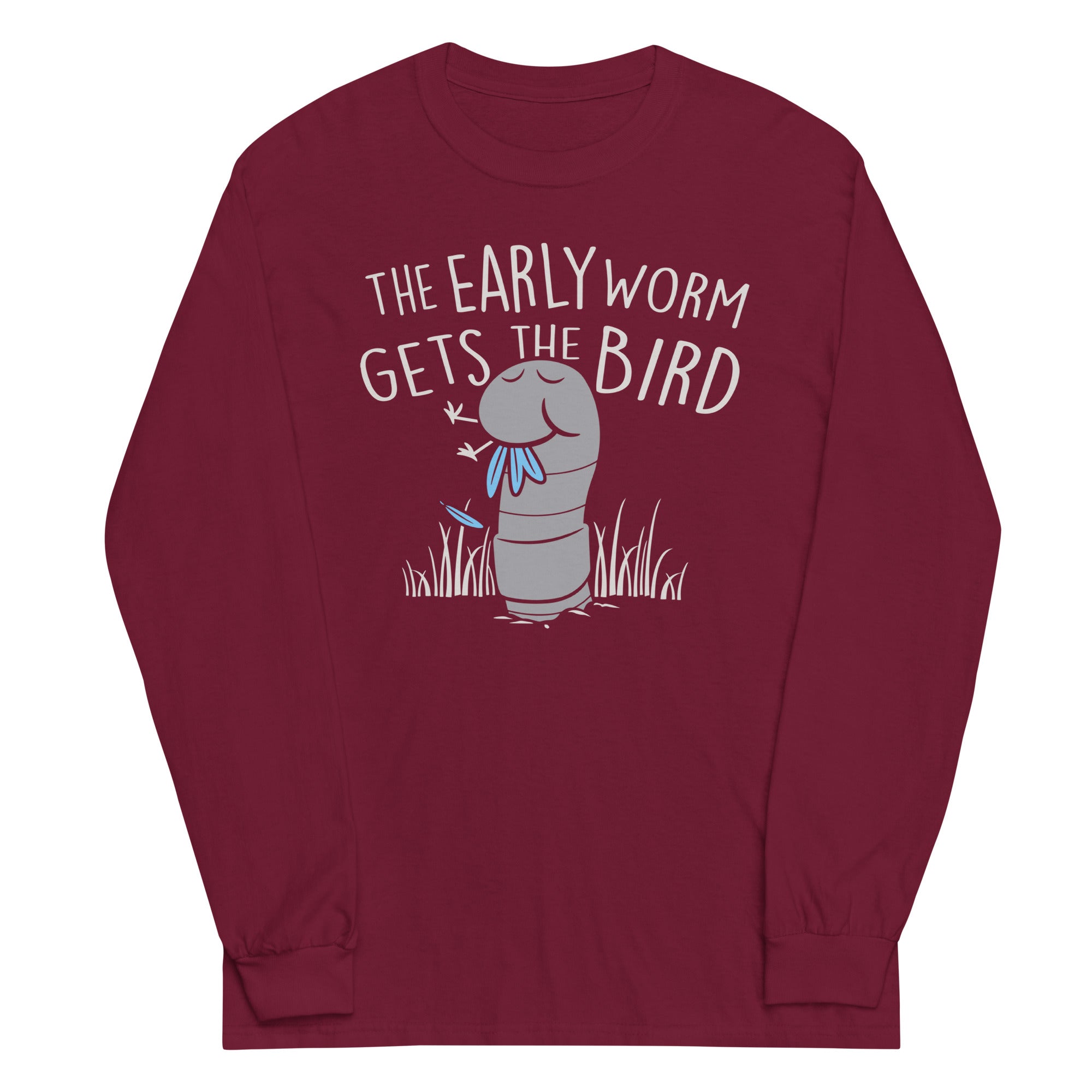 The Early Worm Gets The Bird Unisex Long Sleeve Tee Hoodie, Sweatshirt | PureTeeCo.com (Image 3)