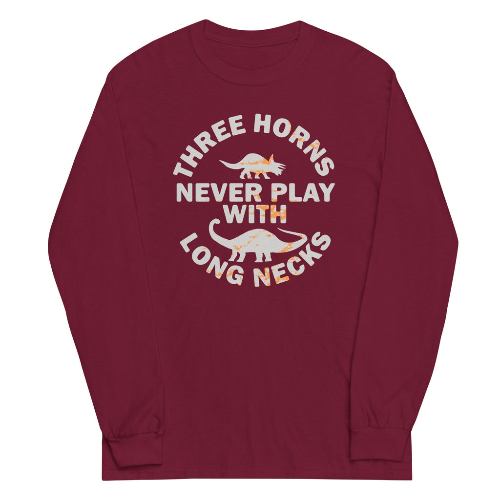 Three Horns Never Play With Long Necks Unisex Long Sleeve Tee Hoodie, Sweatshirt | PureTeeCo.com (Image 3)
