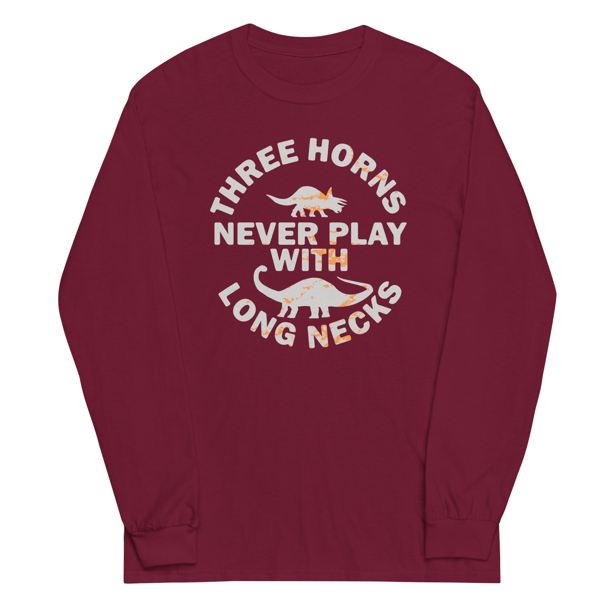 Three Horns Never Play With Long Necks Unisex Long Sleeve Tee Hoodie, Sweatshirt | PureTeeCo.com (Image 3)