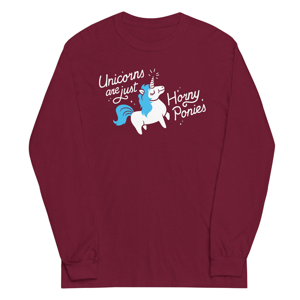 Unicorns Are Just Horny Ponies Unisex Long Sleeve Tee Hoodie, Sweatshirt | PureTeeCo.com (Image 3)