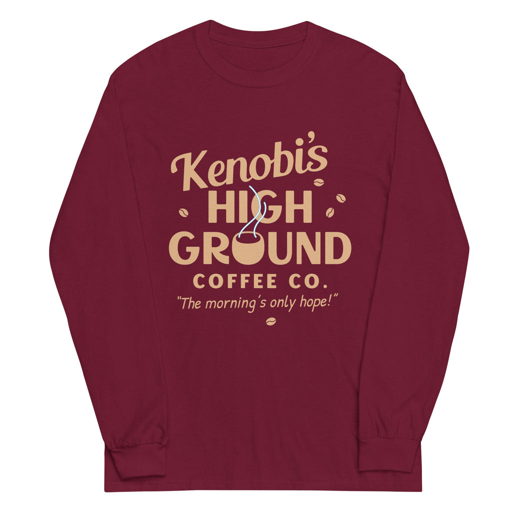Kenobi's High Ground Coffee Co Unisex Long Sleeve Tee Hoodie, Sweatshirt | PureTeeCo.com (Image 3)