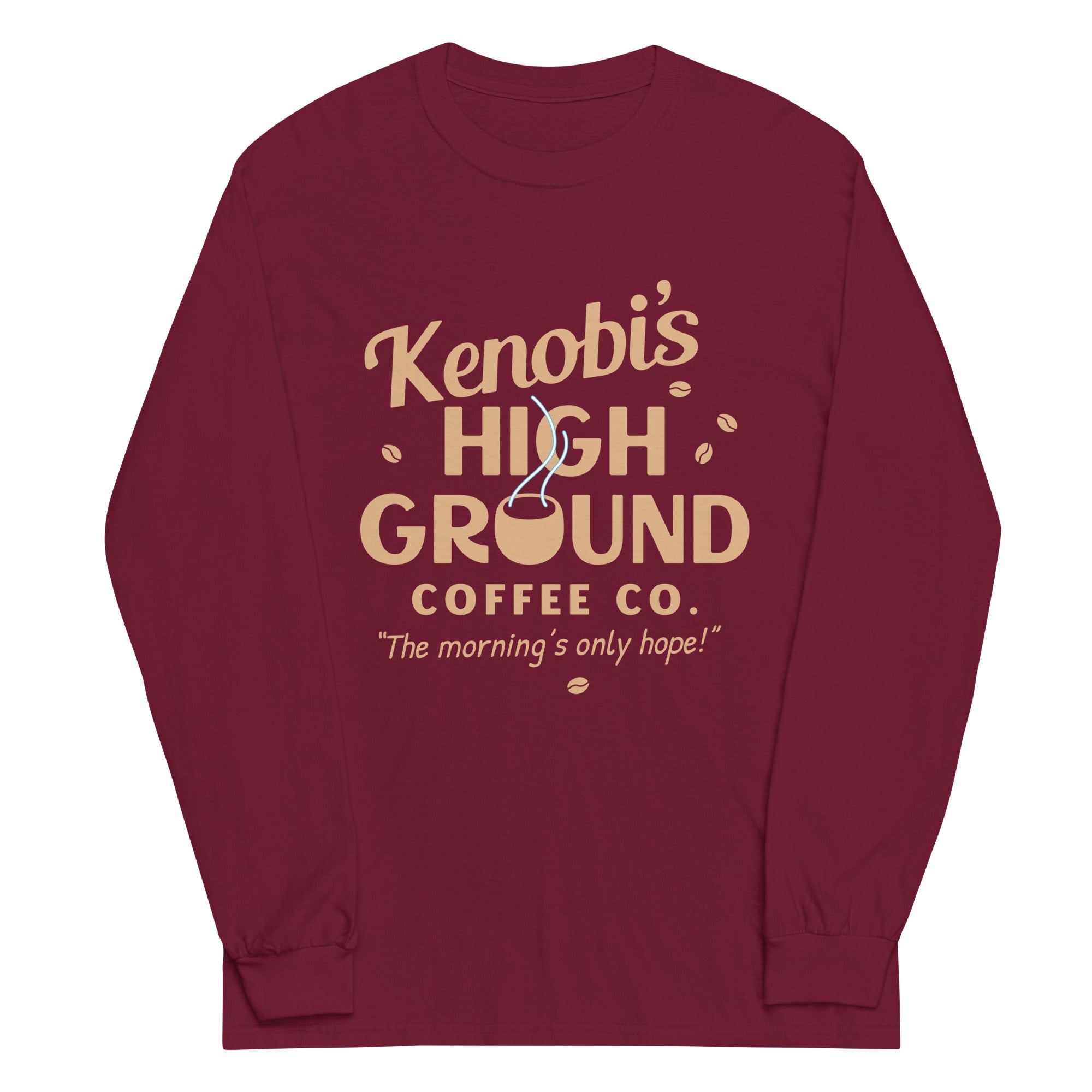 Kenobi's High Ground Coffee Co Unisex Long Sleeve Tee Hoodie, Sweatshirt | PureTeeCo.com (Image 3)