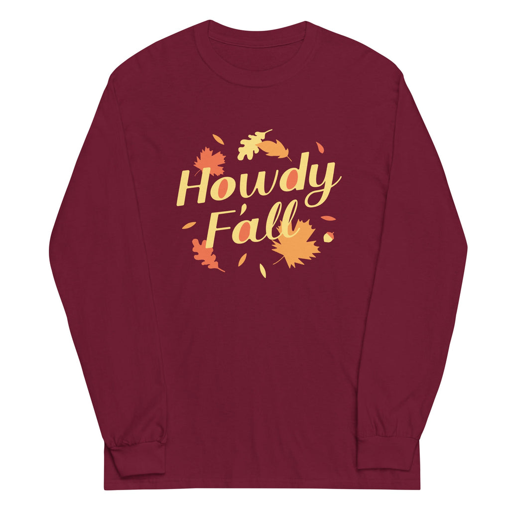 Howdy F'all Unisex Long Sleeve Tee Hoodie, Sweatshirt | PureTeeCo.com (Image 3)