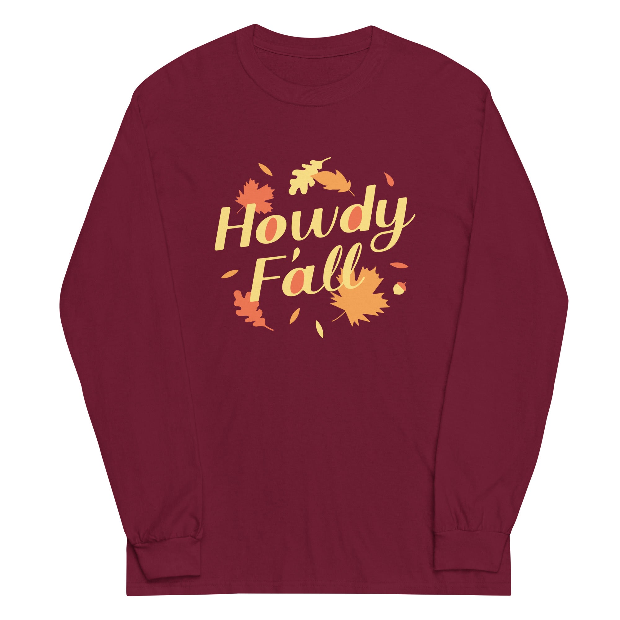 Howdy F'all Unisex Long Sleeve Tee Hoodie, Sweatshirt | PureTeeCo.com (Image 3)