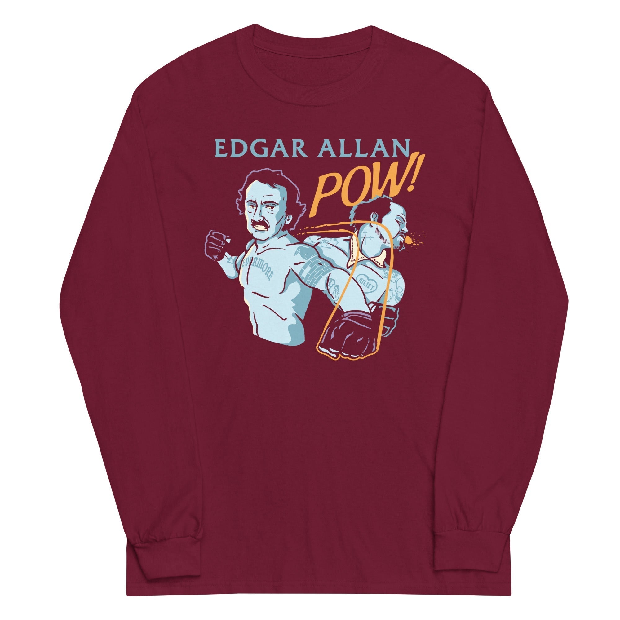 Edgar Allan Pow! Unisex Long Sleeve Tee Hoodie, Sweatshirt | PureTeeCo.com (Image 2)