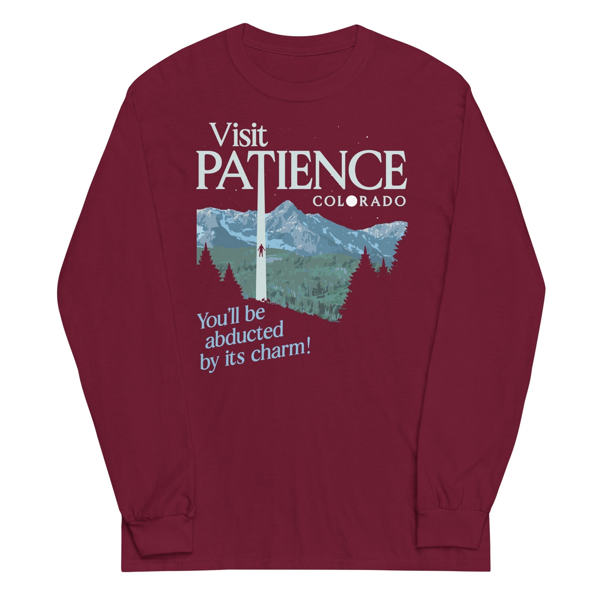 Visit Patience Colorado Unisex Long Sleeve Tee Hoodie, Sweatshirt | PureTeeCo.com (Image 4)