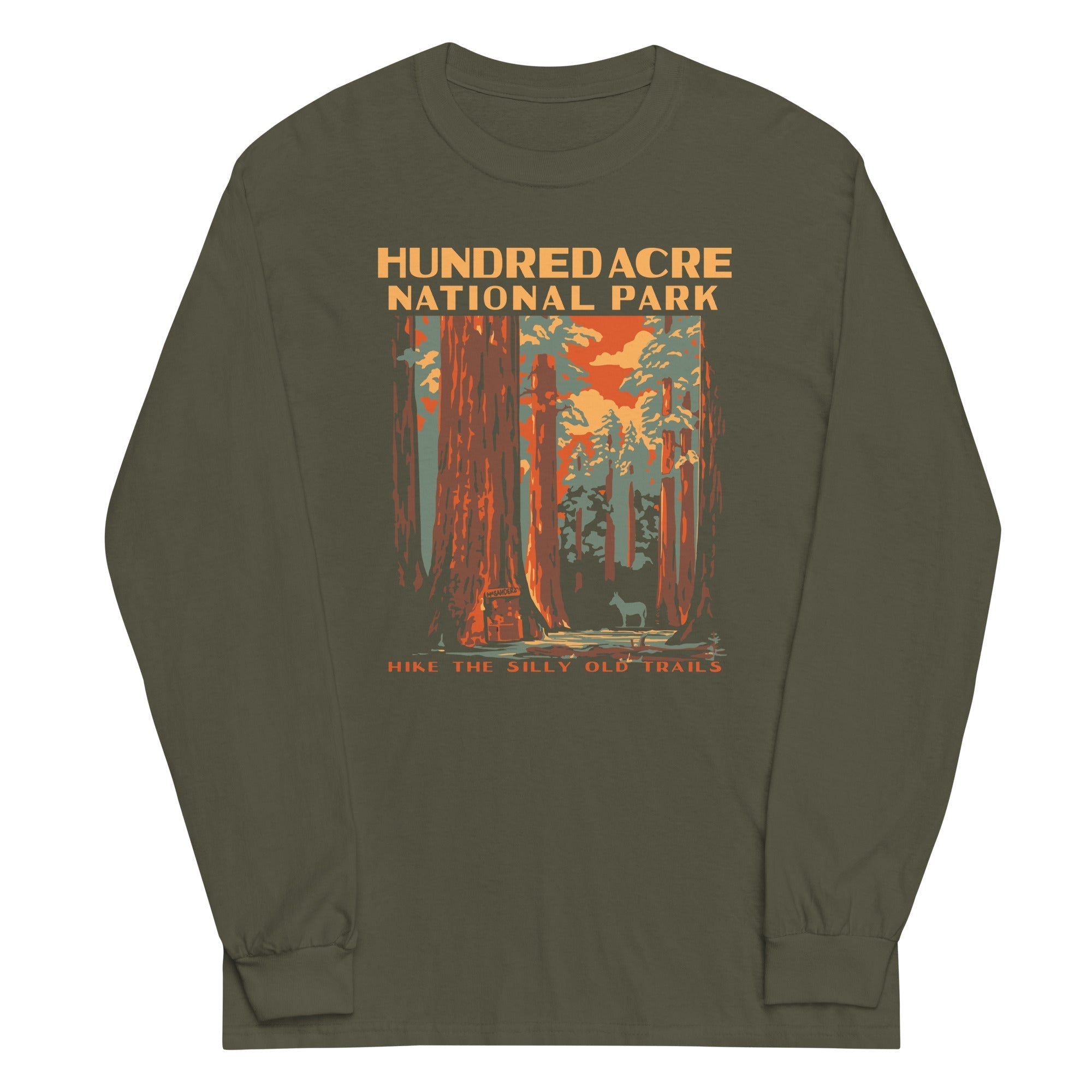 Hundred Acre National Park Unisex Long Sleeve Tee Hoodie, Sweatshirt | PureTeeCo.com (Image 3)
