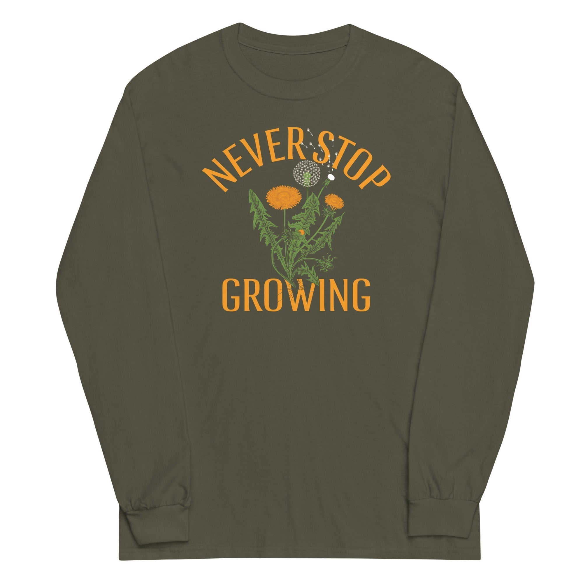 Never Stop Growing Unisex Long Sleeve Tee Hoodie, Sweatshirt | PureTeeCo.com (Image 4)