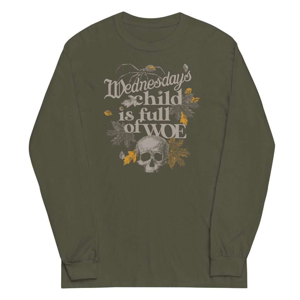Wednesday's Child Is Full Of Woe Unisex Long Sleeve Tee Hoodie, Sweatshirt | PureTeeCo.com (Image 4)
