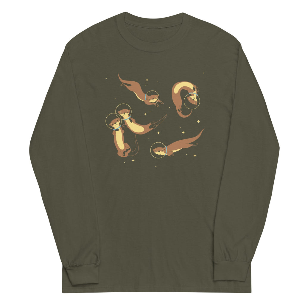 Otter Space Unisex Long Sleeve Tee Hoodie, Sweatshirt | PureTeeCo.com (Image 3)