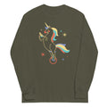 Unicycling Unicorn With Corn Unisex Long Sleeve Tee Hoodie, Sweatshirt | PureTeeCo.com (Image 1)