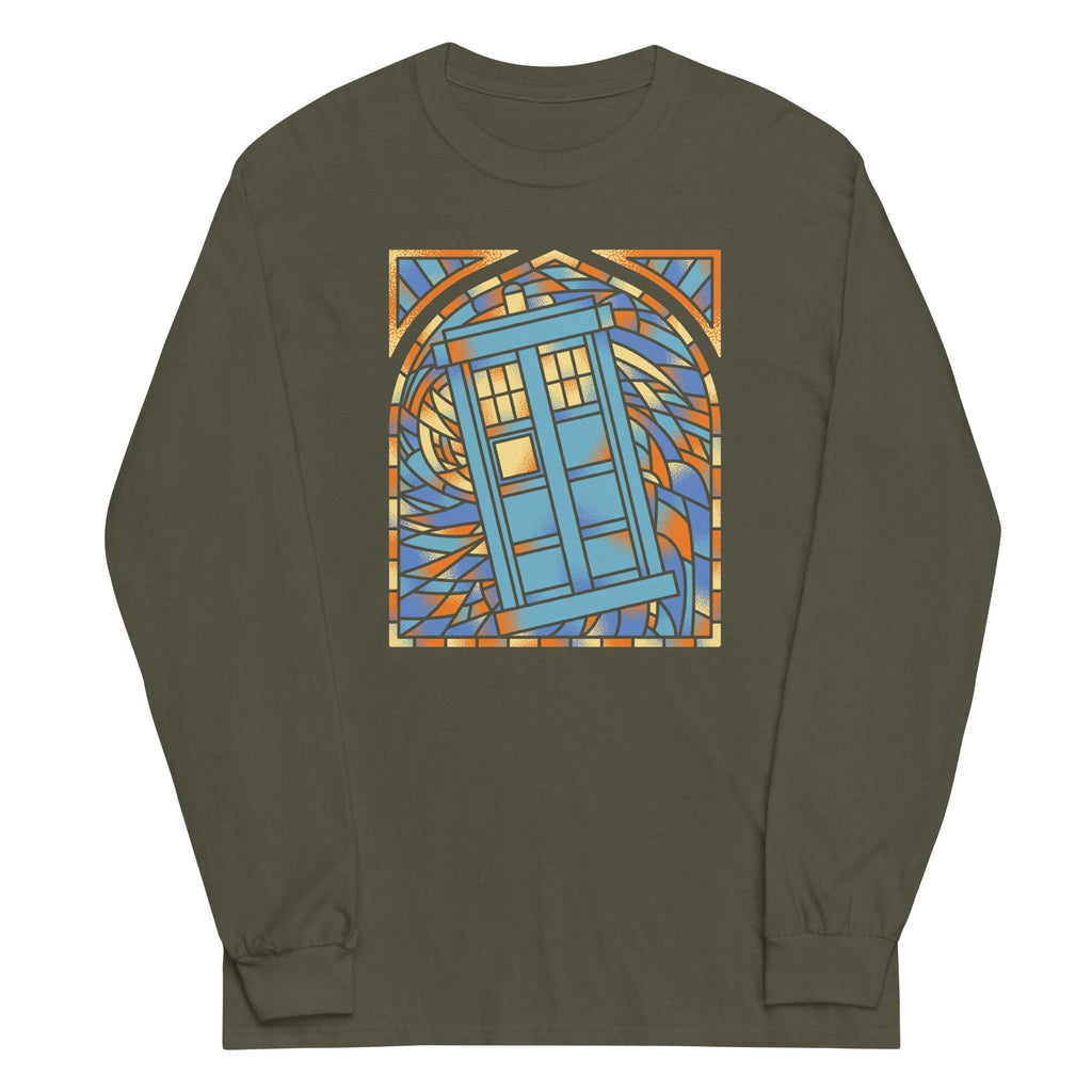 Stained Glass Police Box Unisex Long Sleeve Tee Hoodie, Sweatshirt | PureTeeCo.com (Image 4)