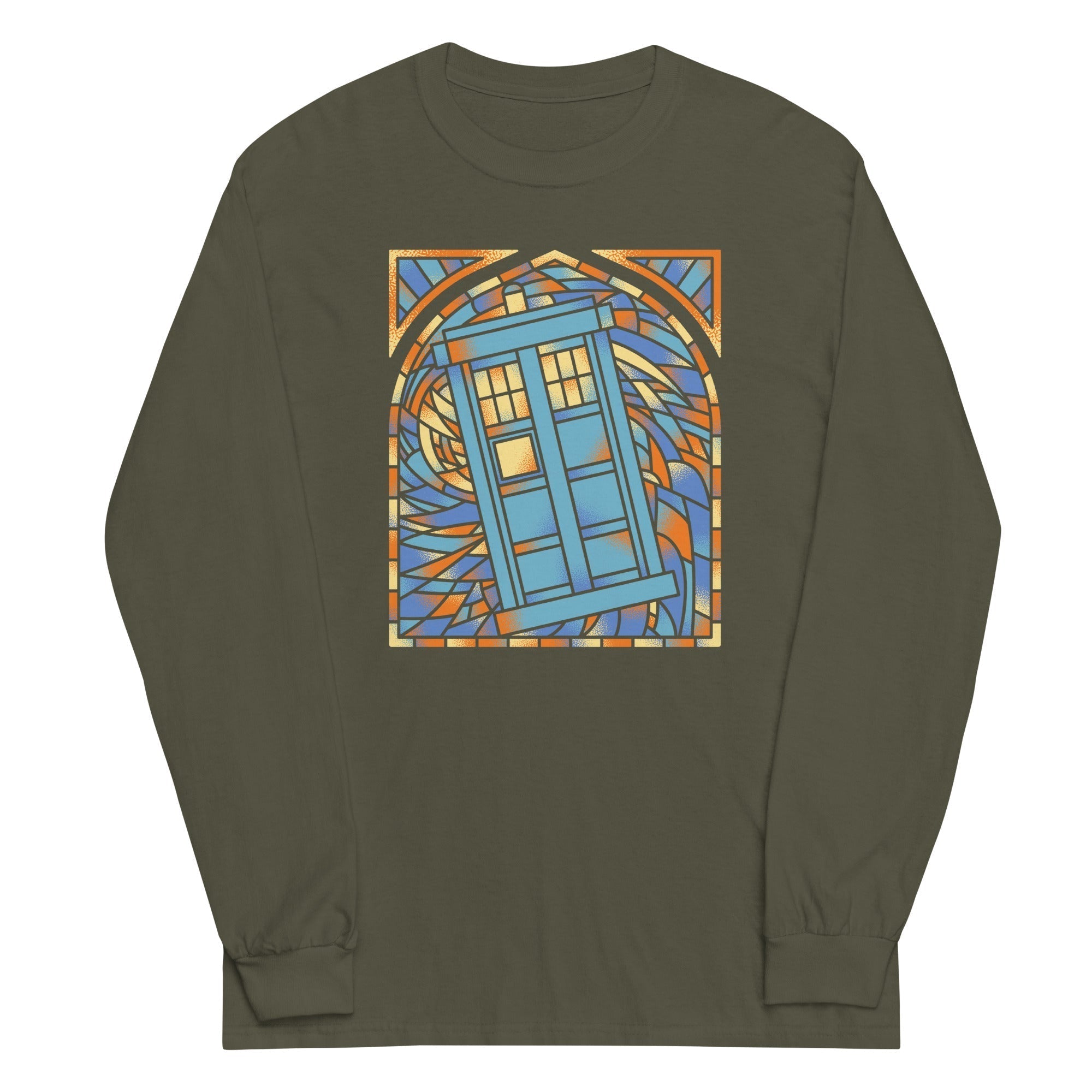 Stained Glass Police Box Unisex Long Sleeve Tee Hoodie, Sweatshirt | PureTeeCo.com (Image 4)