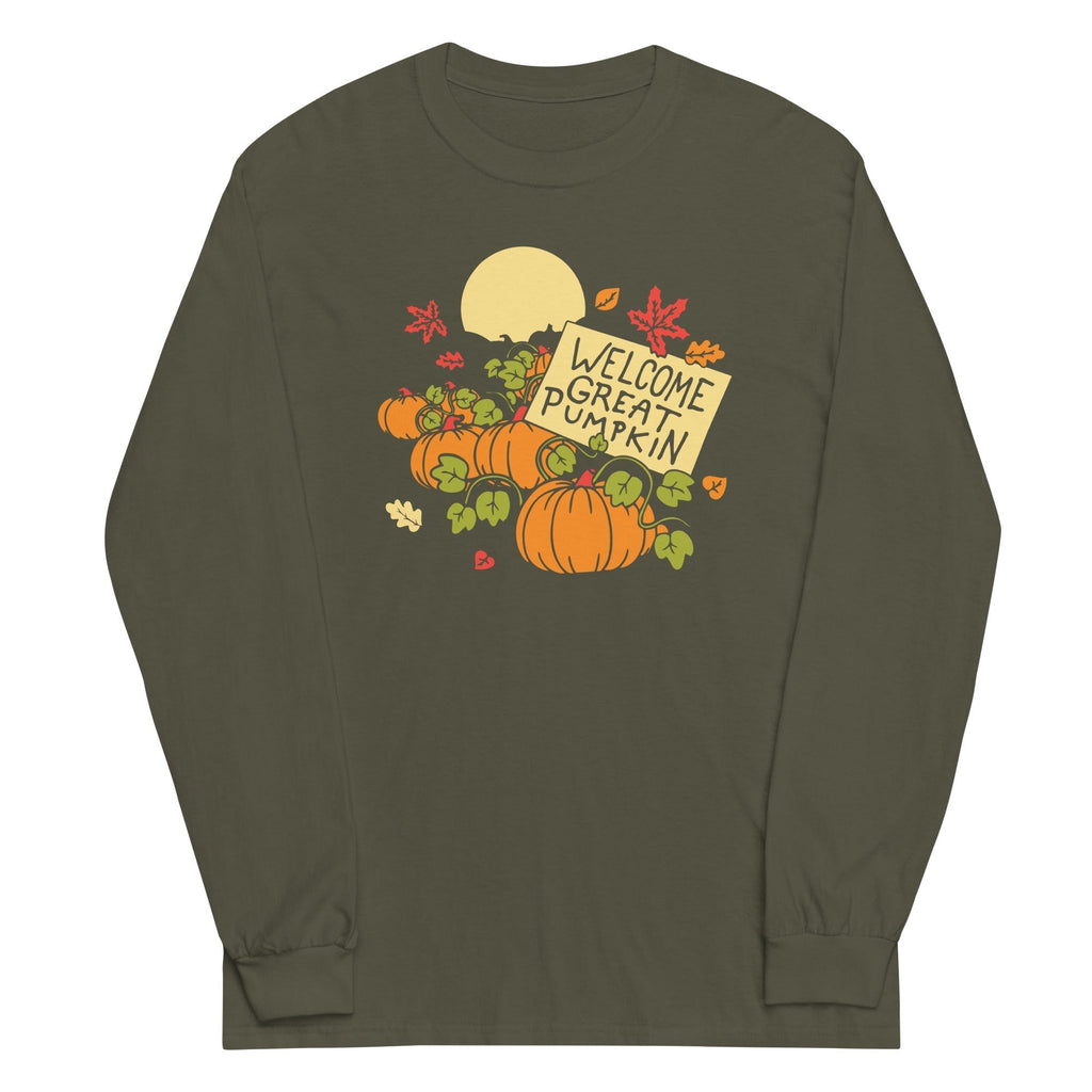 Welcome Great Pumpkin Unisex Long Sleeve Tee Hoodie, Sweatshirt | PureTeeCo.com (Image 4)
