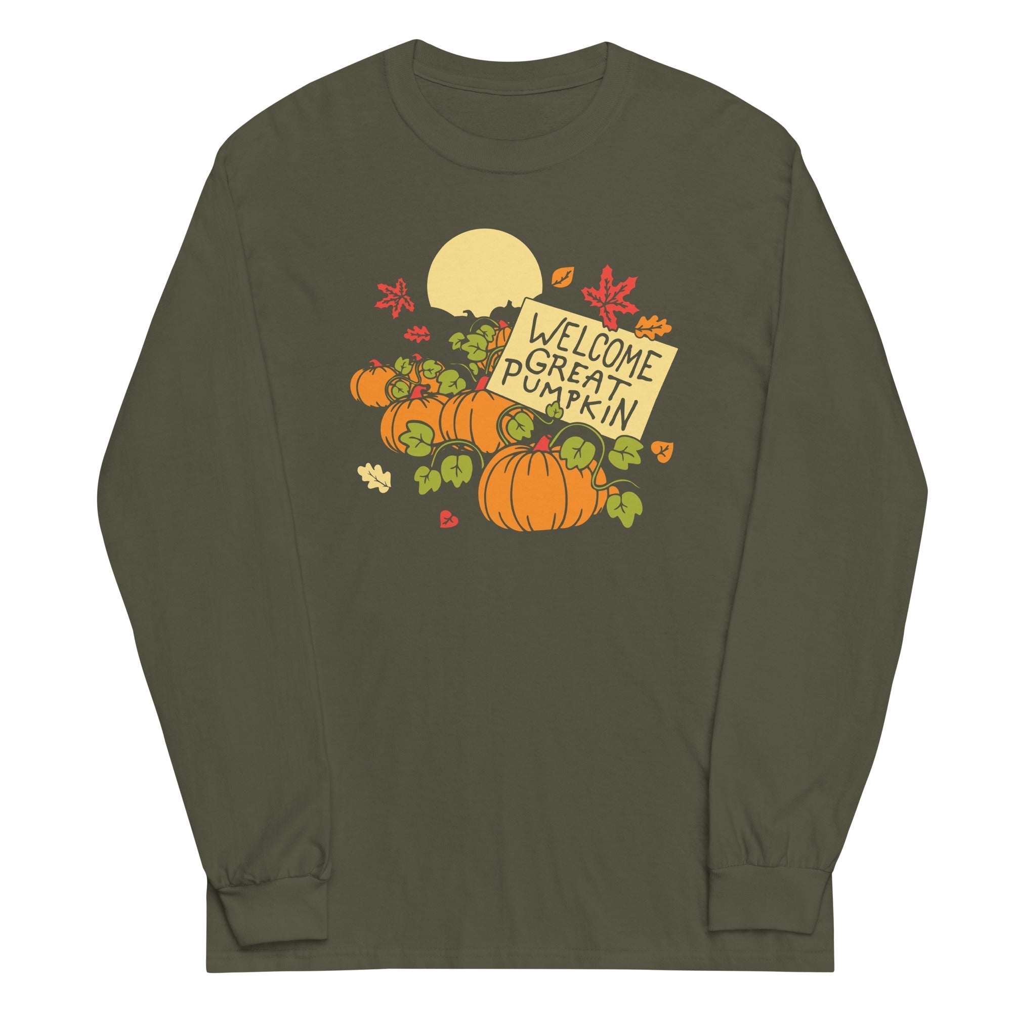 Welcome Great Pumpkin Unisex Long Sleeve Tee Hoodie, Sweatshirt | PureTeeCo.com (Image 4)