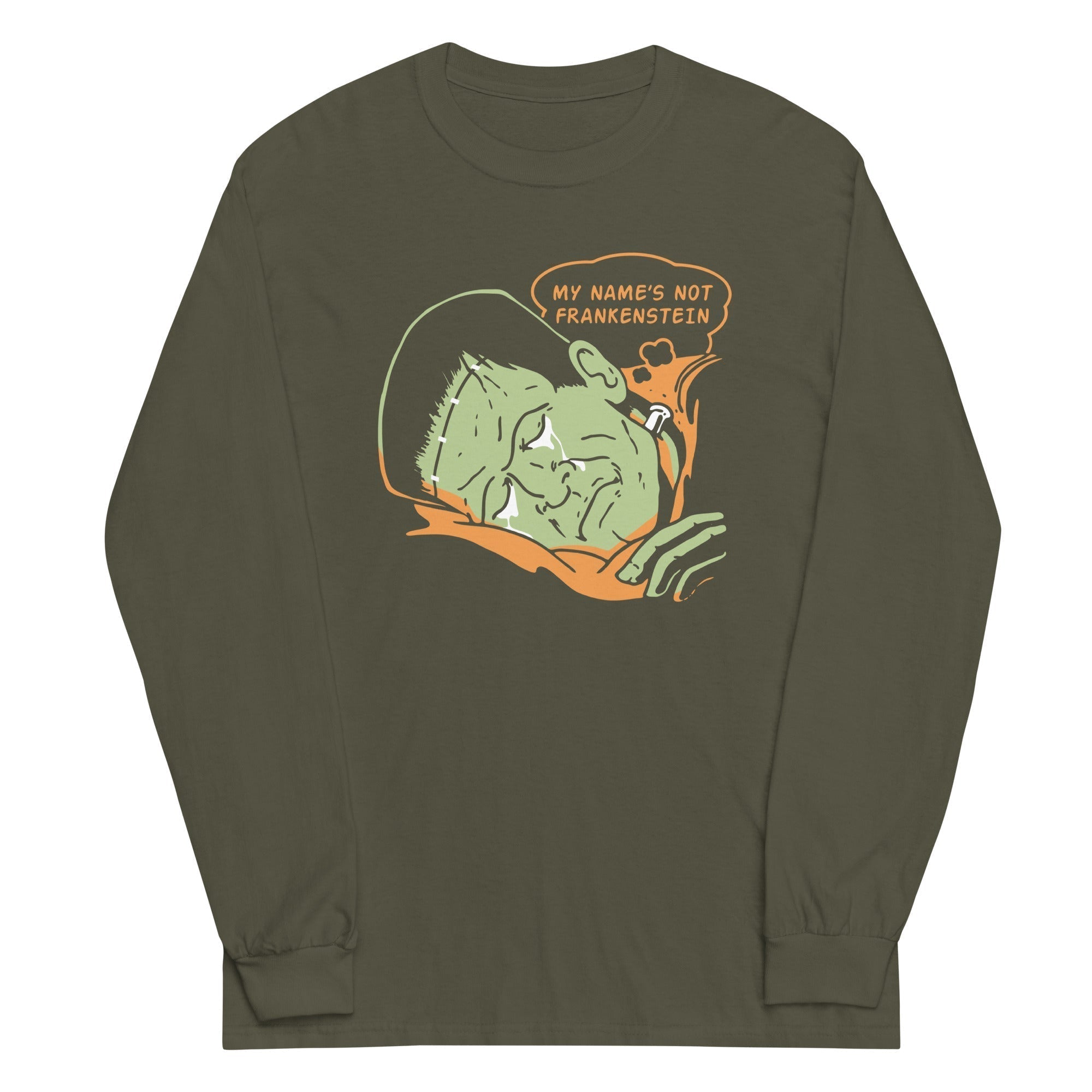 My Name's Not Frankenstein Unisex Long Sleeve Tee Hoodie, Sweatshirt | PureTeeCo.com (Image 1)