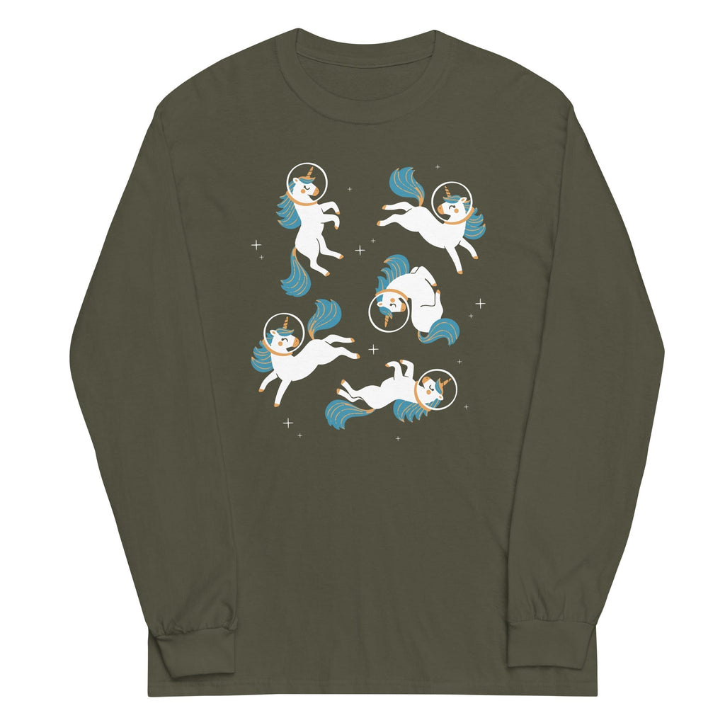 Unicorns In Space Unisex Long Sleeve Tee Hoodie, Sweatshirt | PureTeeCo.com (Image 3)