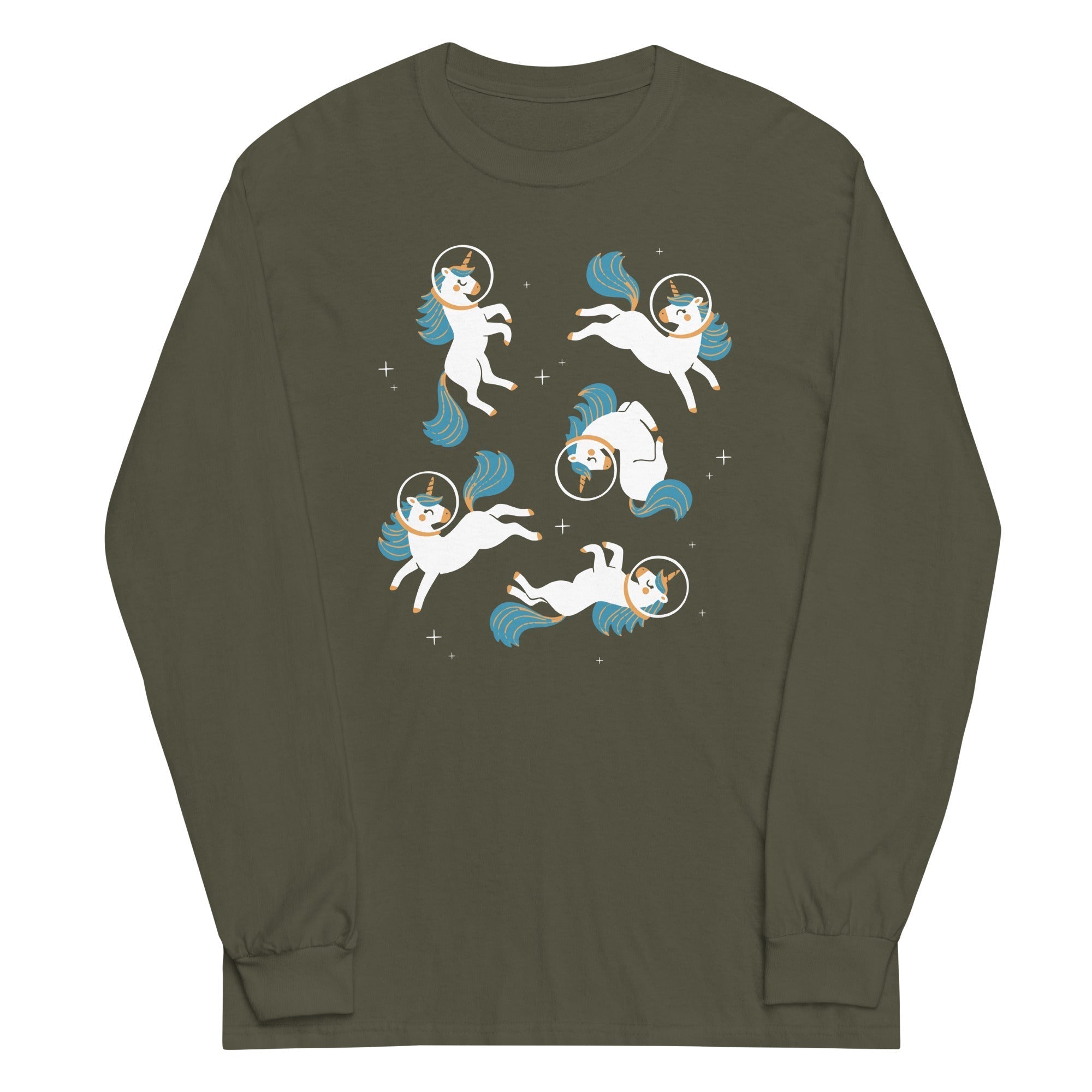 Unicorns In Space Unisex Long Sleeve Tee Hoodie, Sweatshirt | PureTeeCo.com (Image 3)