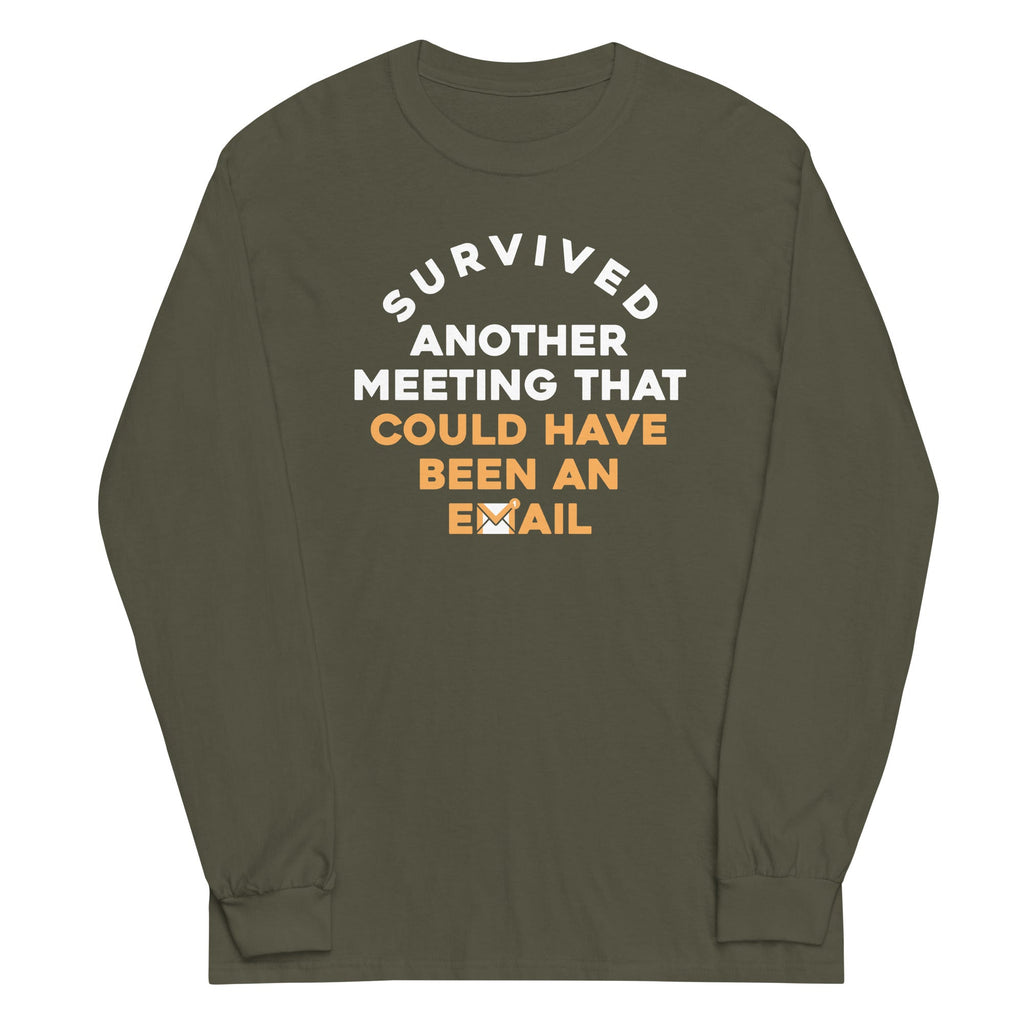 Survived Another Meeting Unisex Long Sleeve Tee Hoodie, Sweatshirt | PureTeeCo.com (Image 4)