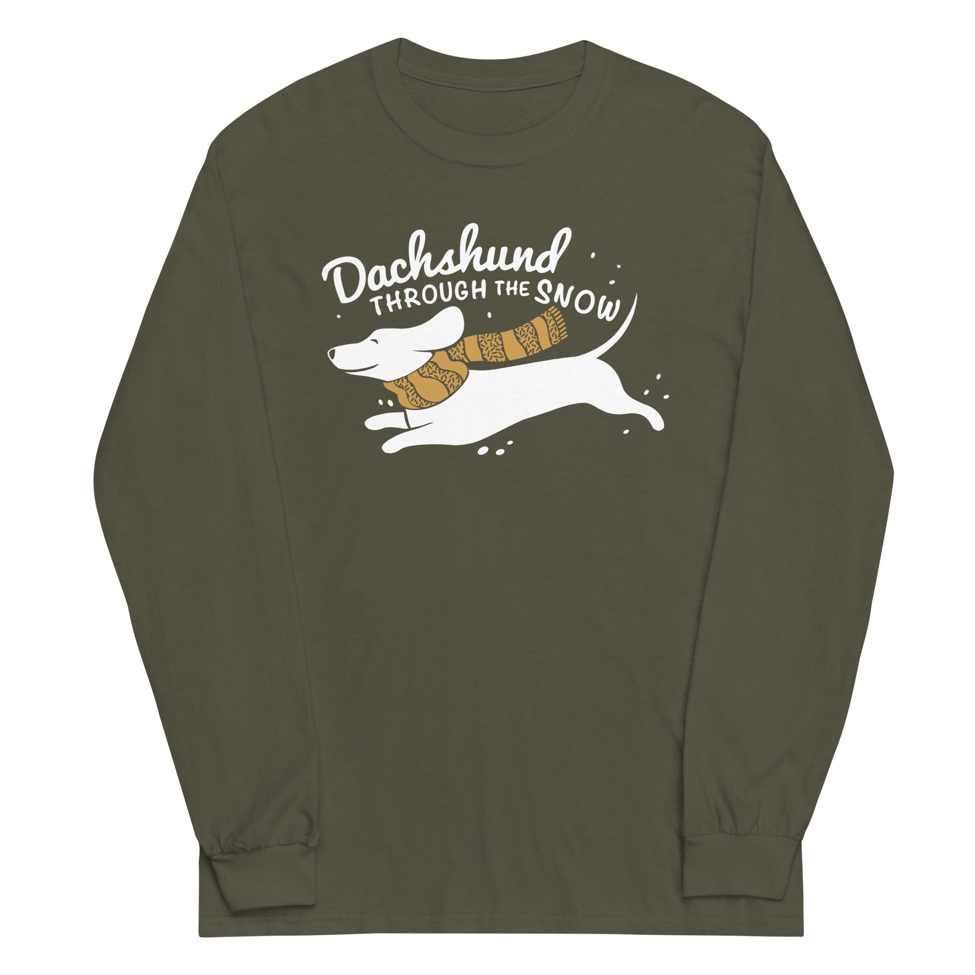 Dachshund Through The Snow Unisex Long Sleeve Tee Hoodie, Sweatshirt | PureTeeCo.com (Image 4)