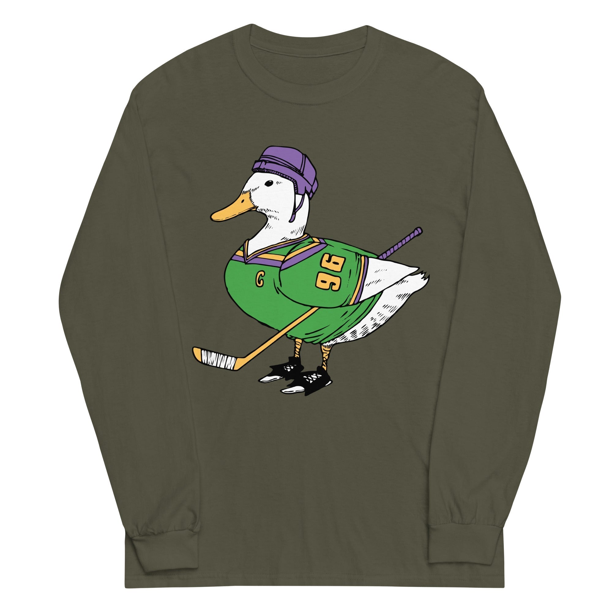Mighty Duck Unisex Long Sleeve Tee Hoodie, Sweatshirt | PureTeeCo.com (Image 3)
