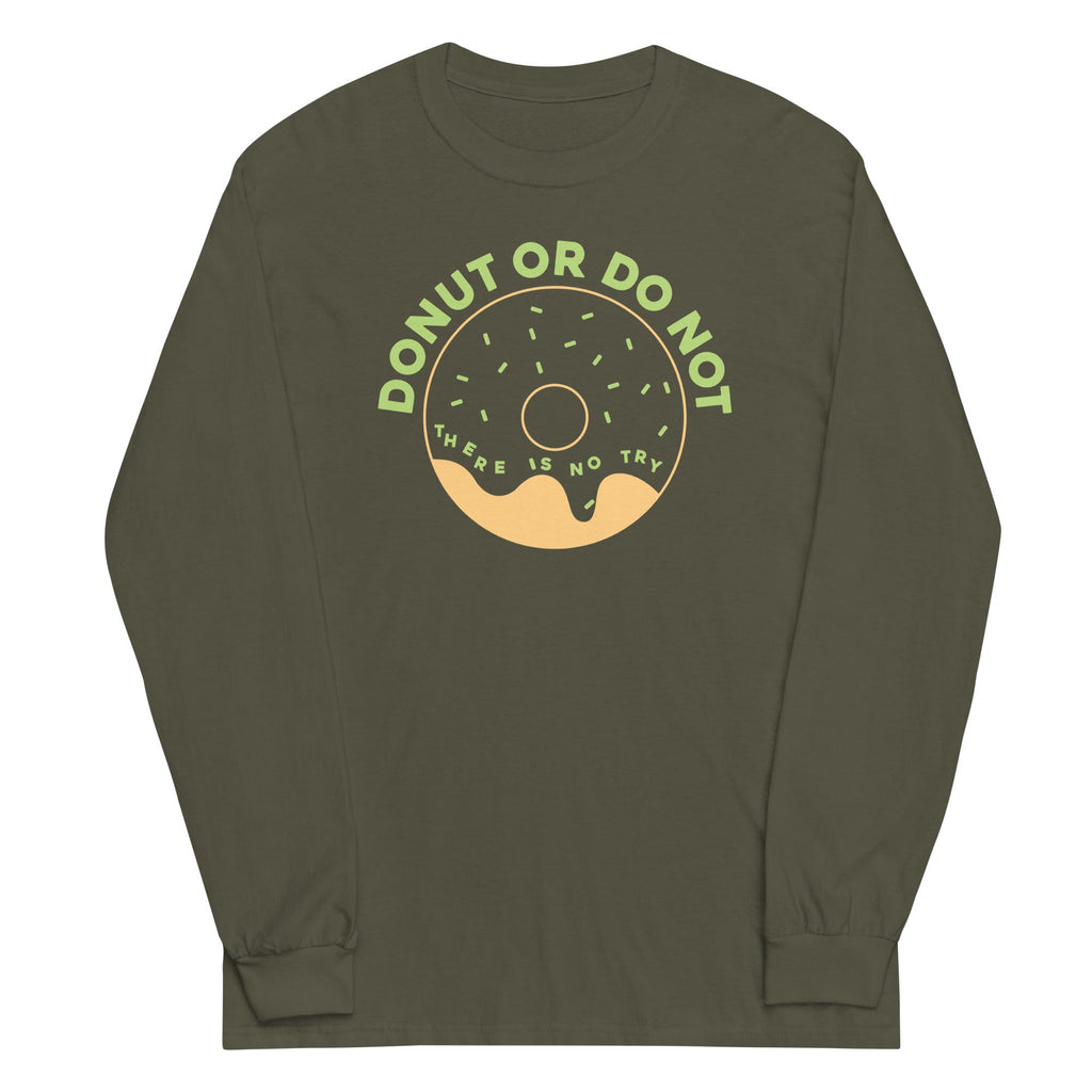 Donut Or Do Not Unisex Long Sleeve Tee Hoodie, Sweatshirt | PureTeeCo.com (Image 3)