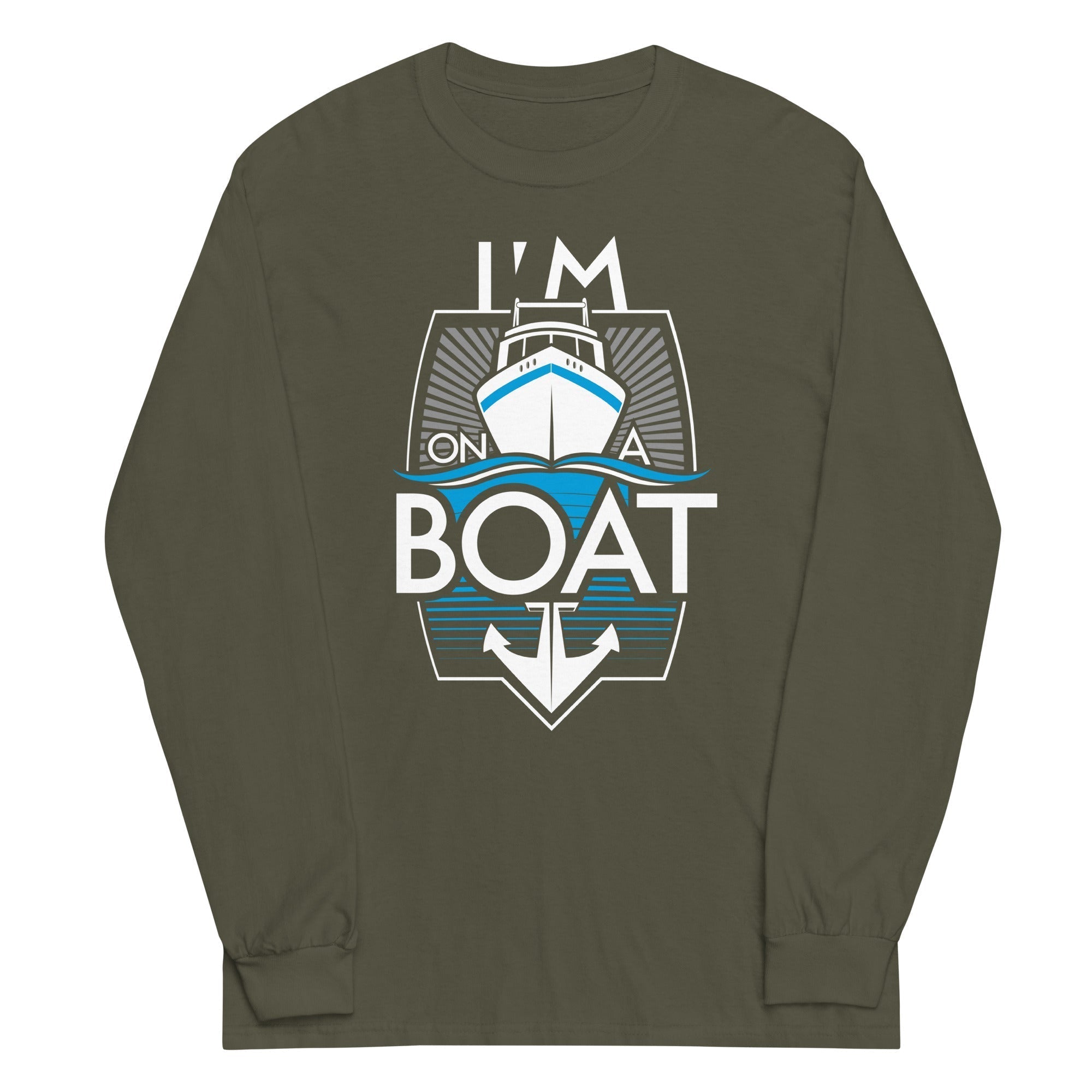I'm On A Boat Unisex Long Sleeve Tee Hoodie, Sweatshirt | PureTeeCo.com (Image 4)