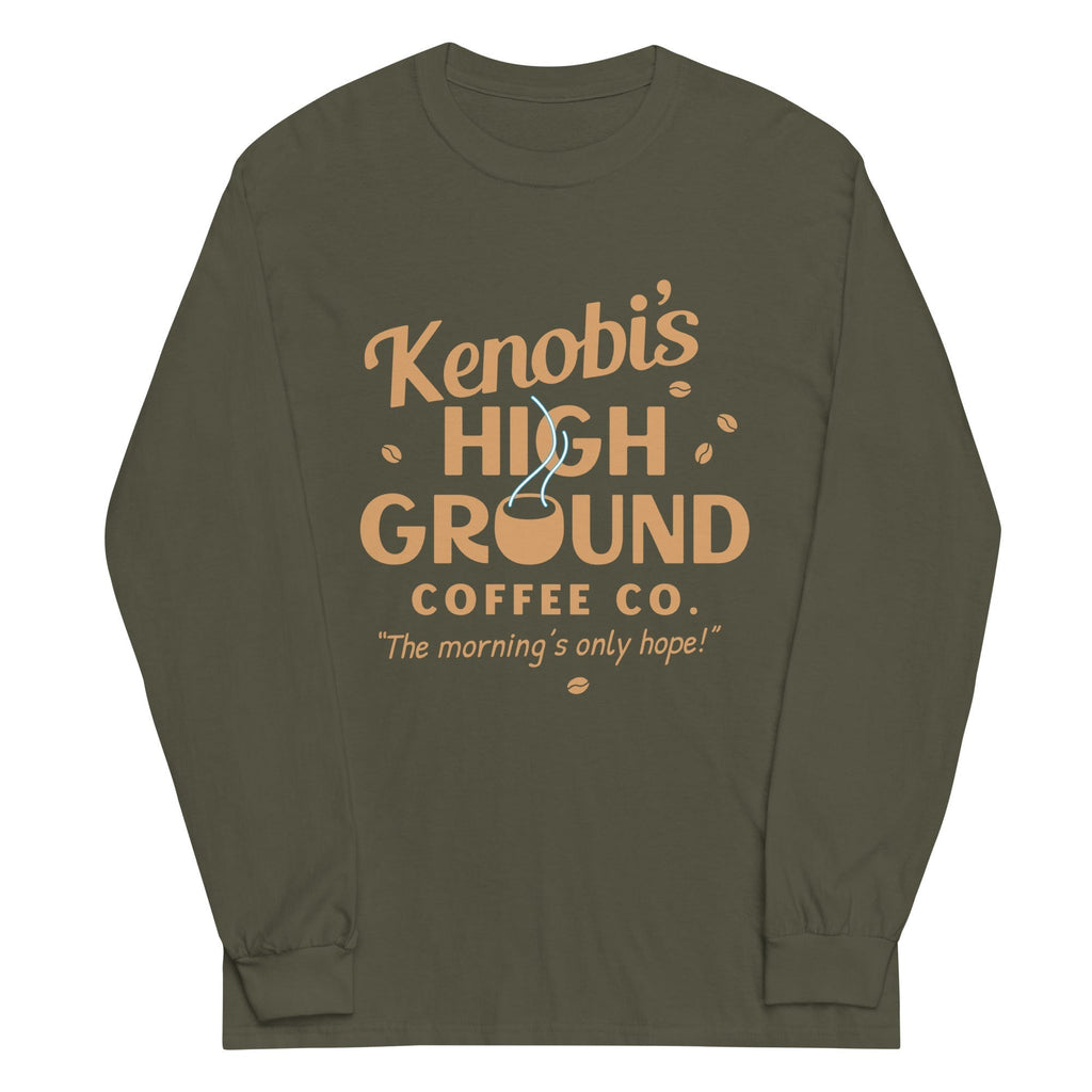 Kenobi's High Ground Coffee Co Unisex Long Sleeve Tee Hoodie, Sweatshirt | PureTeeCo.com (Image 5)