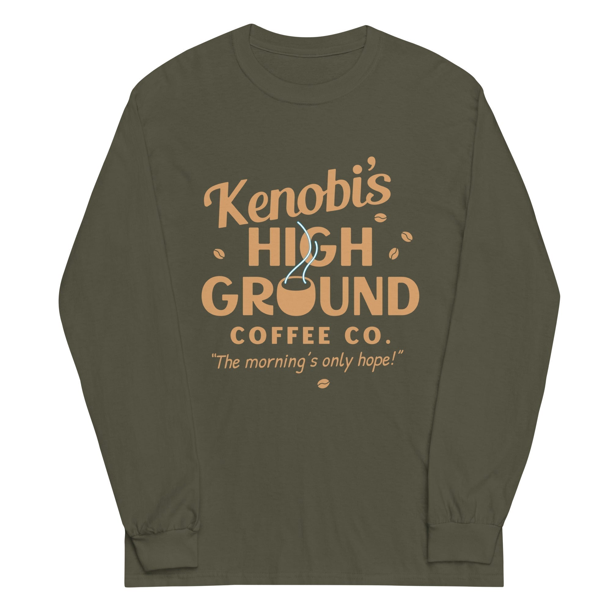 Kenobi's High Ground Coffee Co Unisex Long Sleeve Tee Hoodie, Sweatshirt | PureTeeCo.com (Image 5)