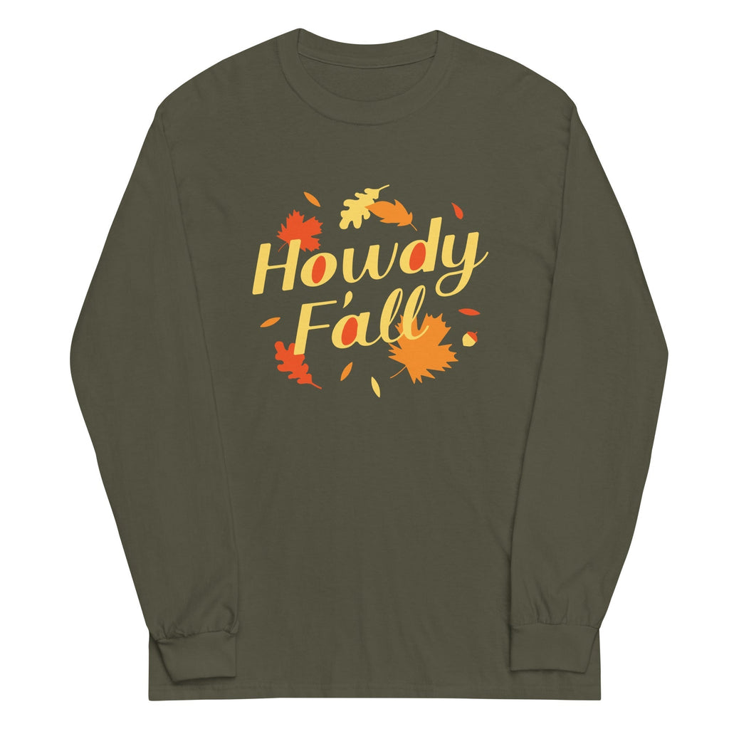 Howdy F'all Unisex Long Sleeve Tee Hoodie, Sweatshirt | PureTeeCo.com (Image 5)