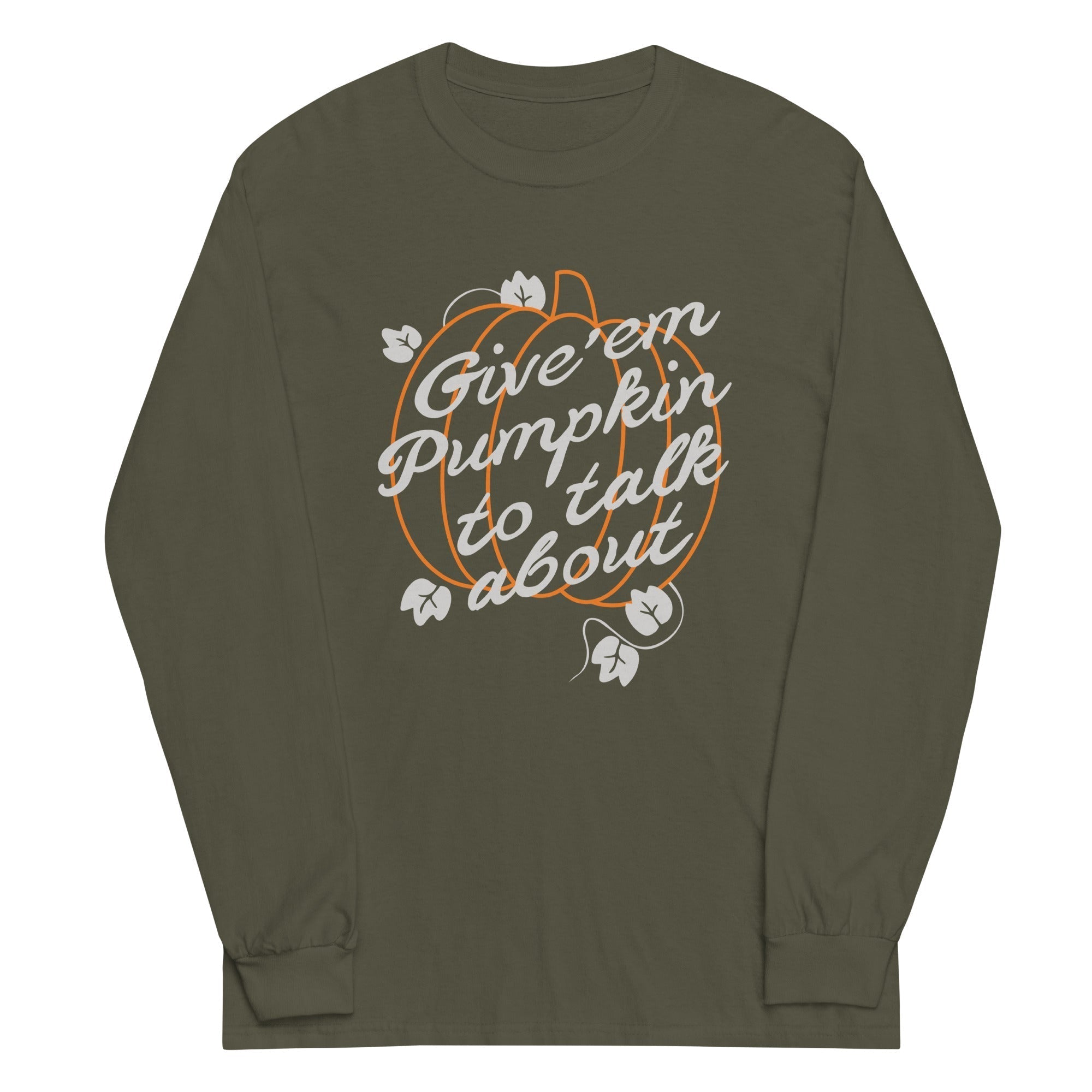 Give 'em Pumpkin To Talk About Unisex Long Sleeve Tee Hoodie, Sweatshirt | PureTeeCo.com (Image 4)